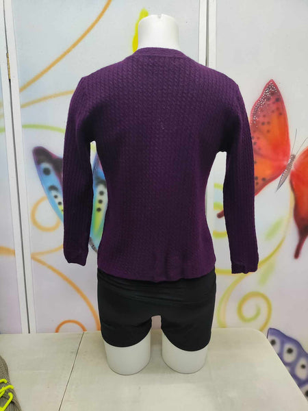 Preloved Tight Button Cardigan Purple Knitted Sweater