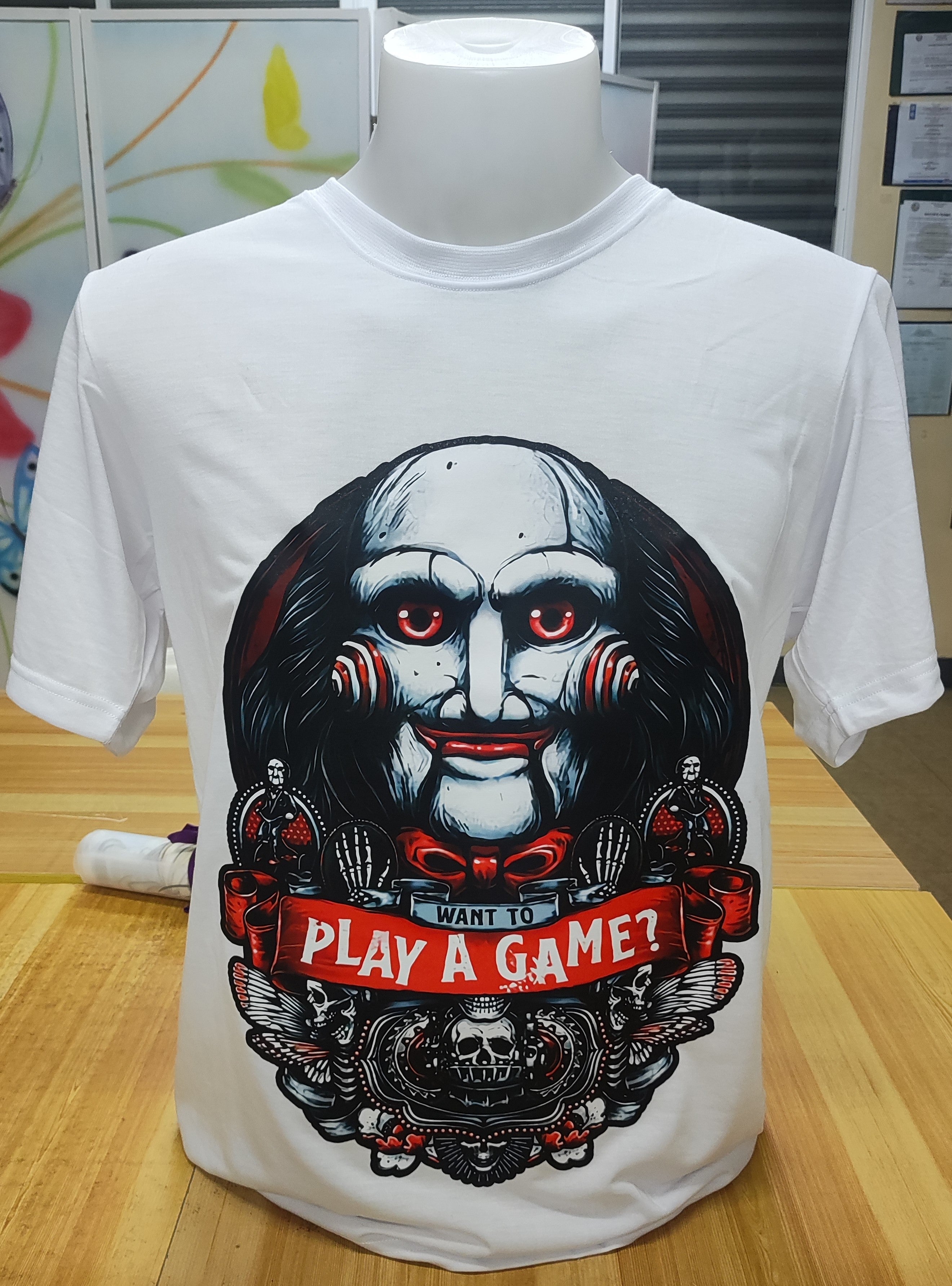 Want to Play a Game Graphic Cotton Tee (Large)