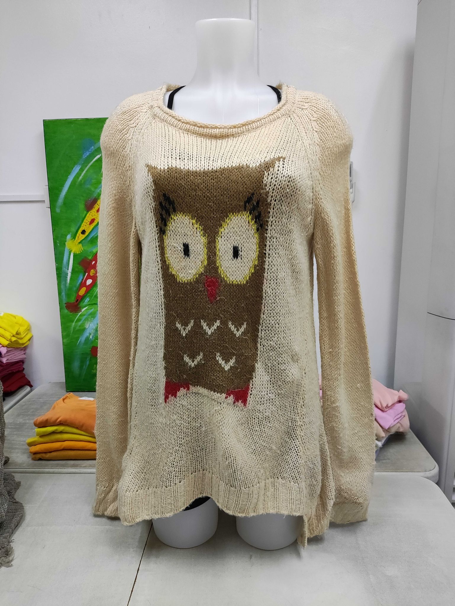 Preloved Pullover with printed owl