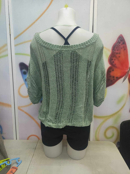 Preloved Mint Crochet Knitted Sweater