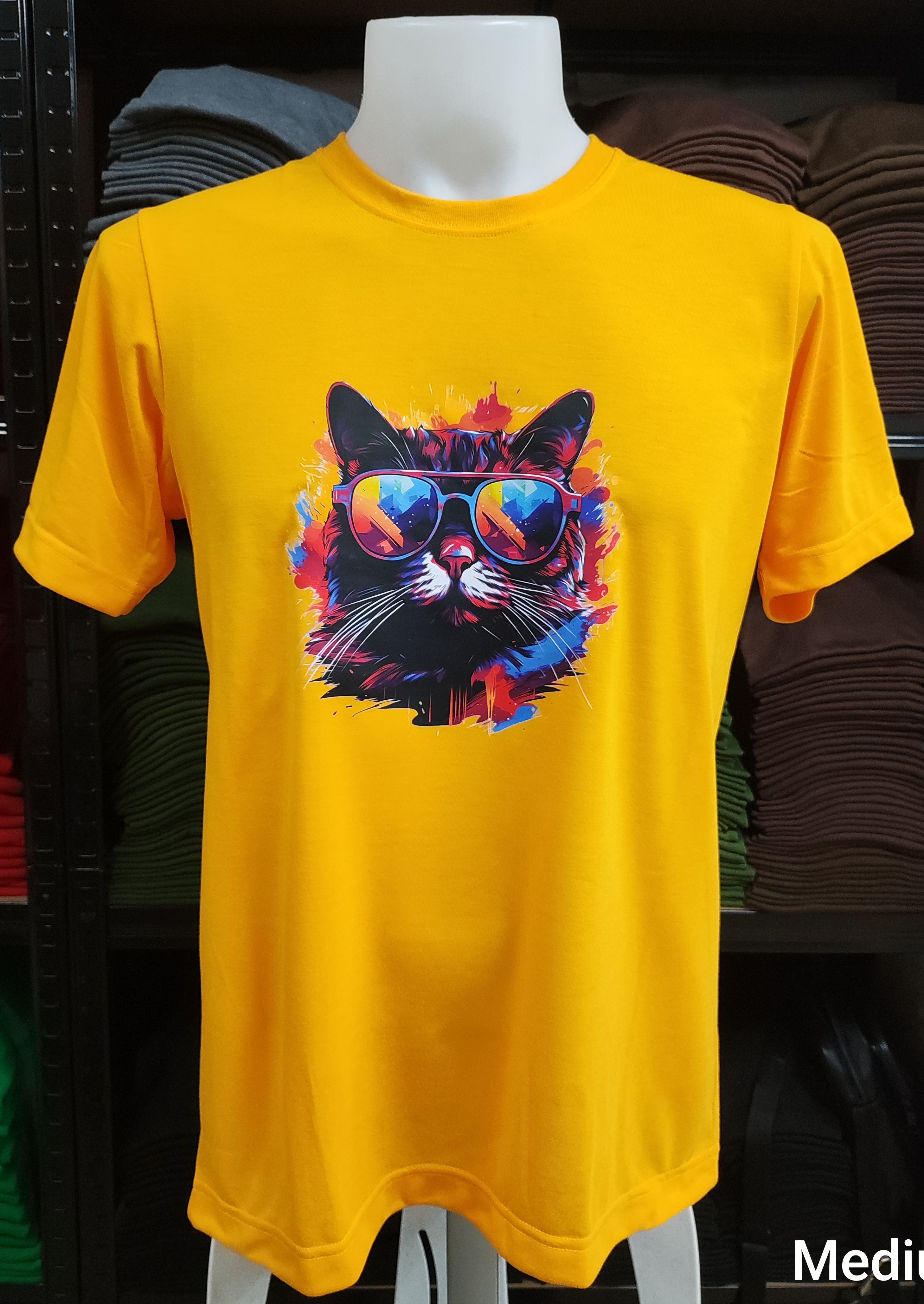 Cat Sunglasses Graphic Cotton Tee (Medium)