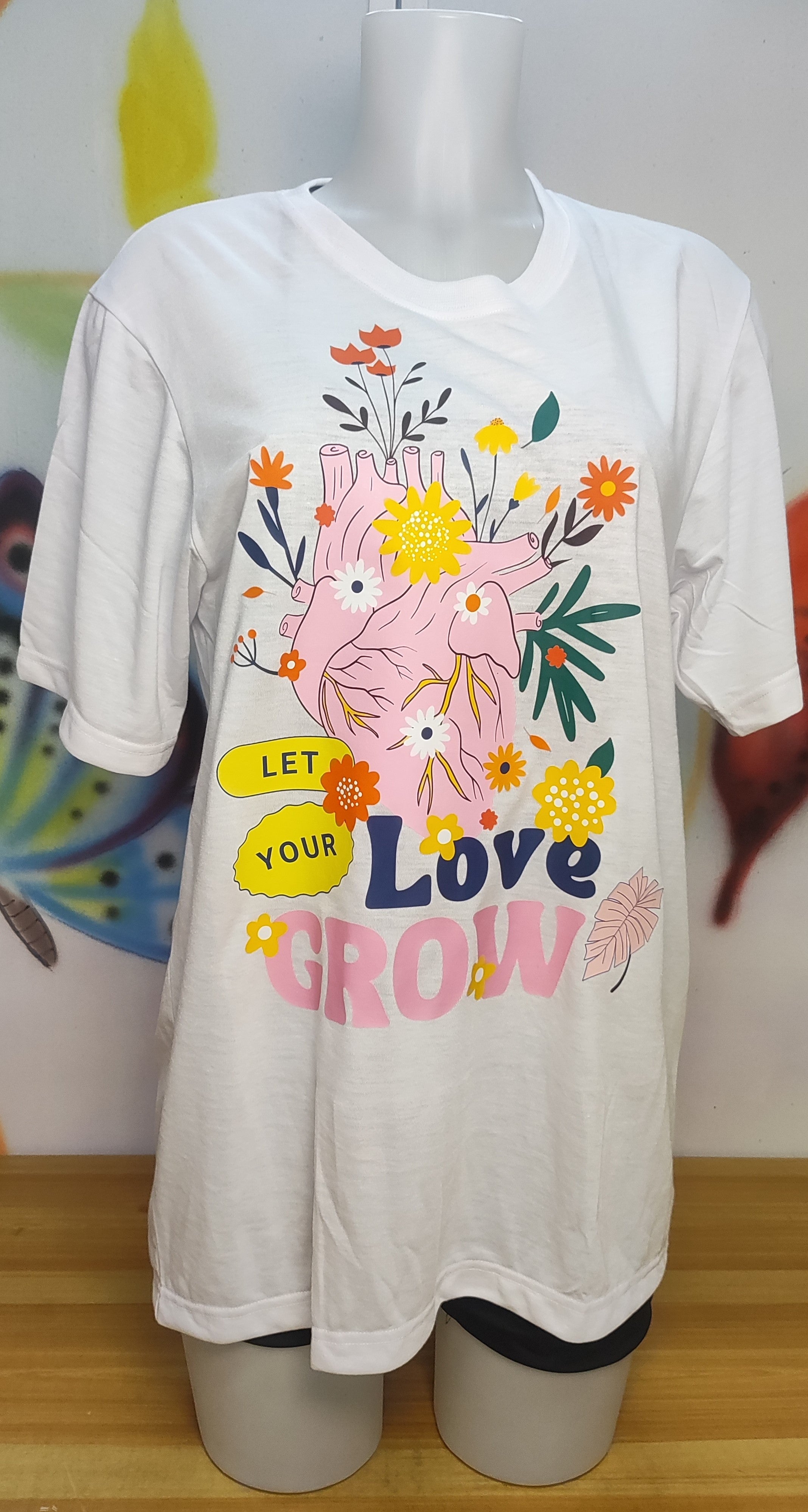 Let your love grow Graphic Cotton Tee (Large)