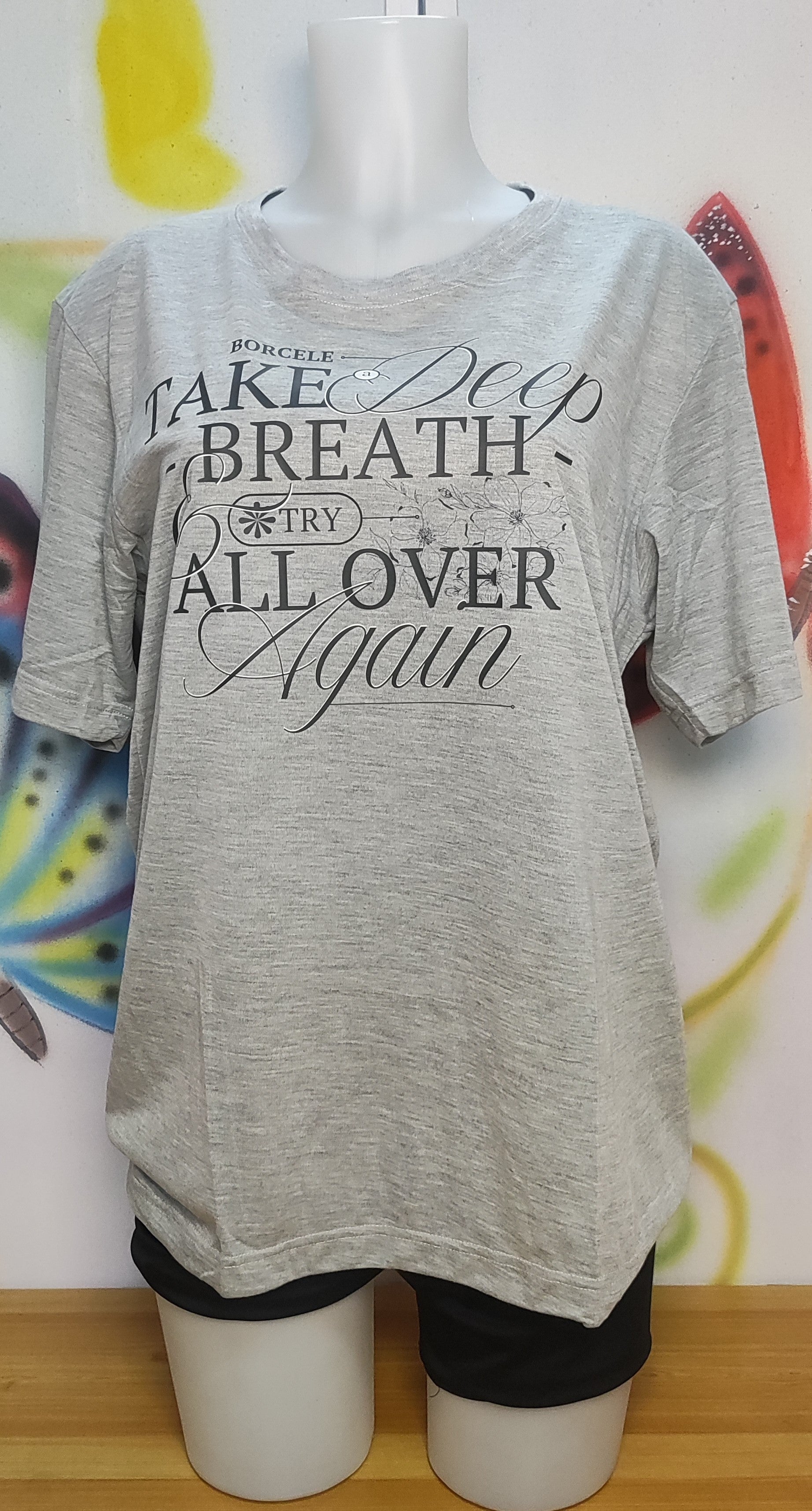 Take Deep Breath Try All Over Again Graphic Cotton Tee (Large)