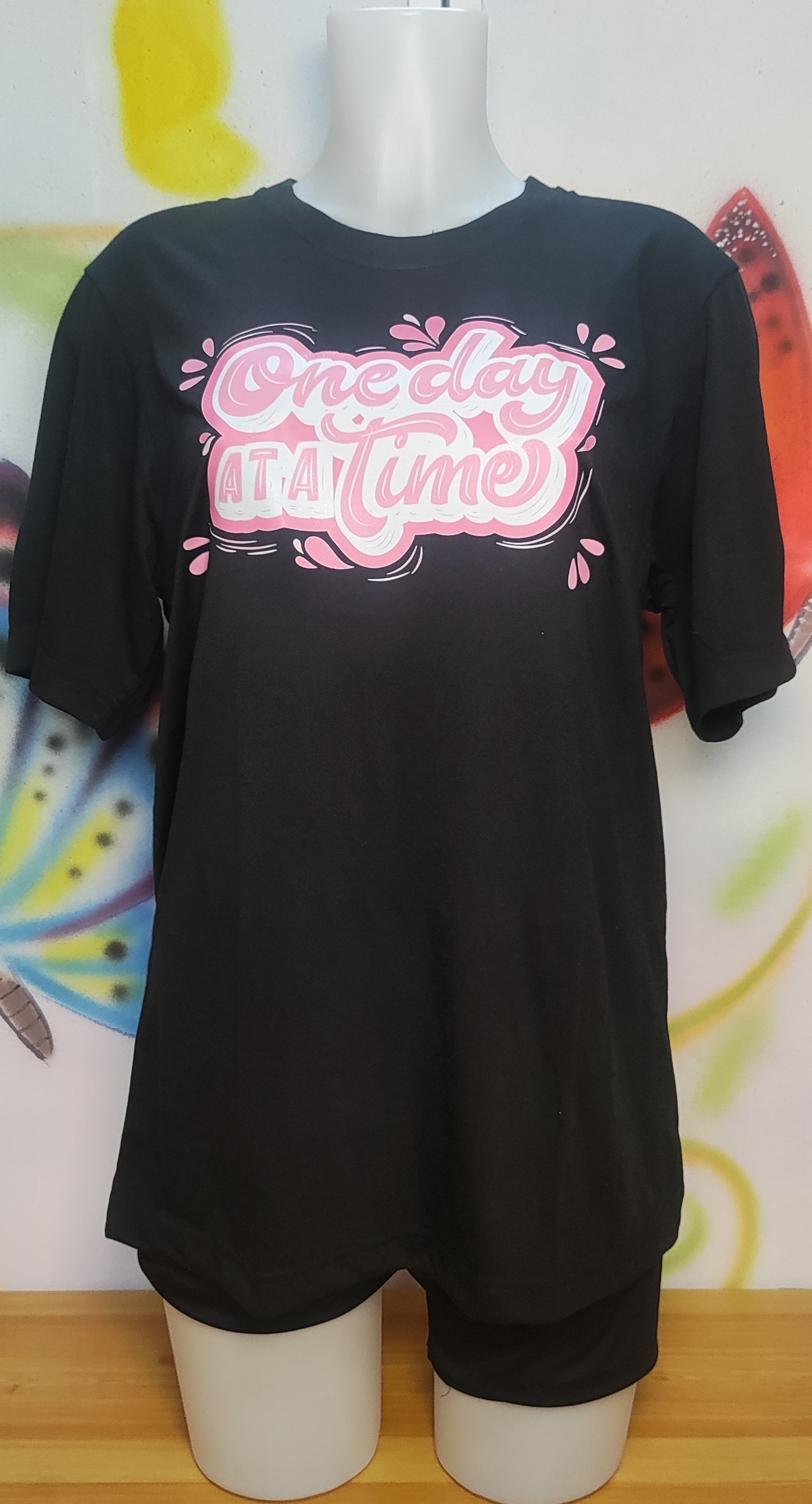 One Day At A Time Graphic Cotton Tee (Large)