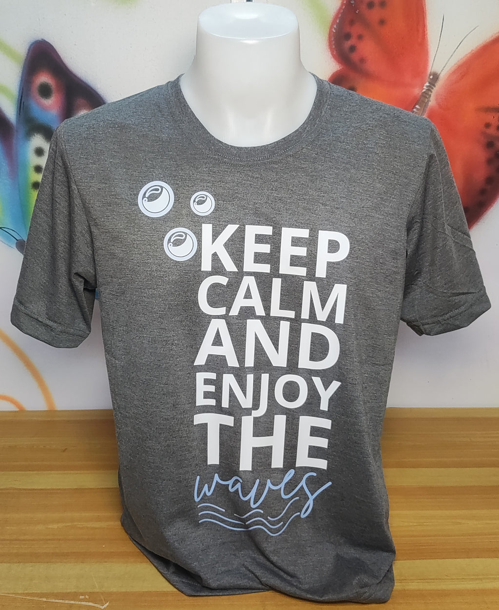 Keep Calm And Enjoy The Waves Graphic Cotton Tee (Large)