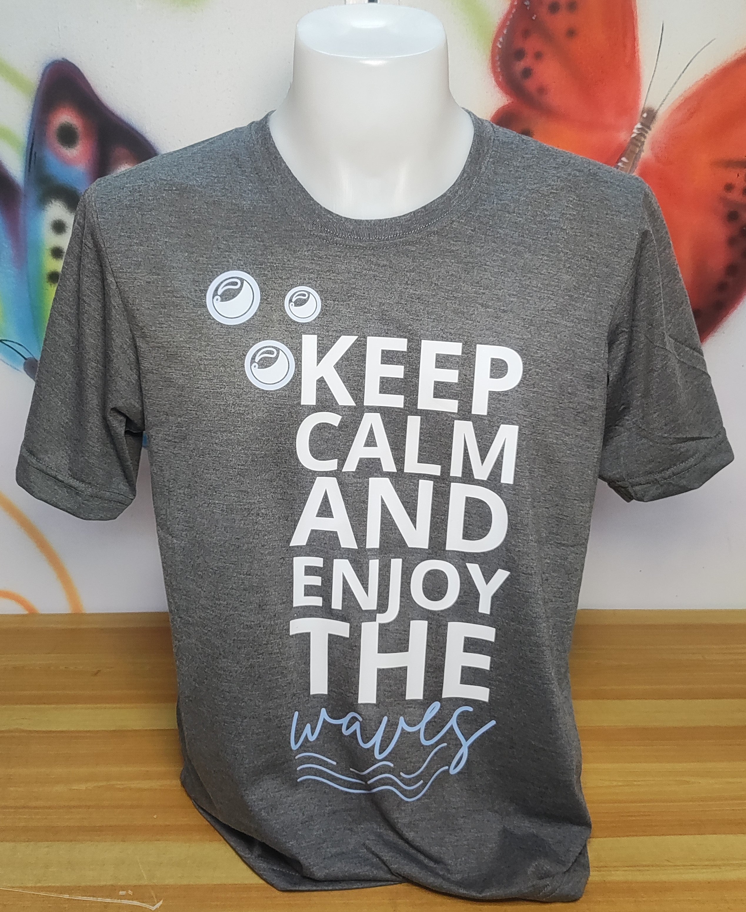 Keep Calm And Enjoy The Waves Graphic Cotton Tee (Large)
