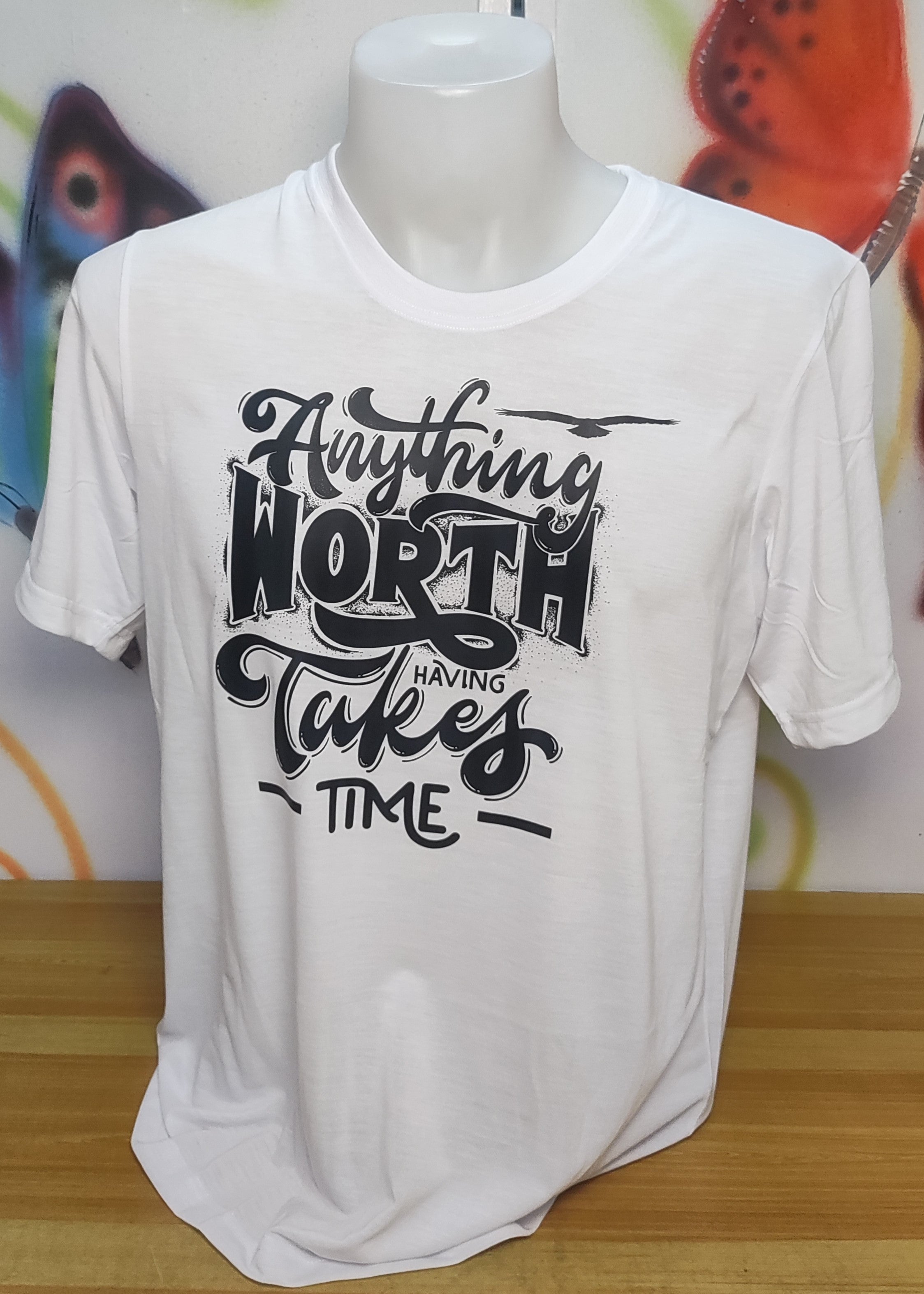Anything Worth Having Takes Time Graphic Cotton Tee (Large)