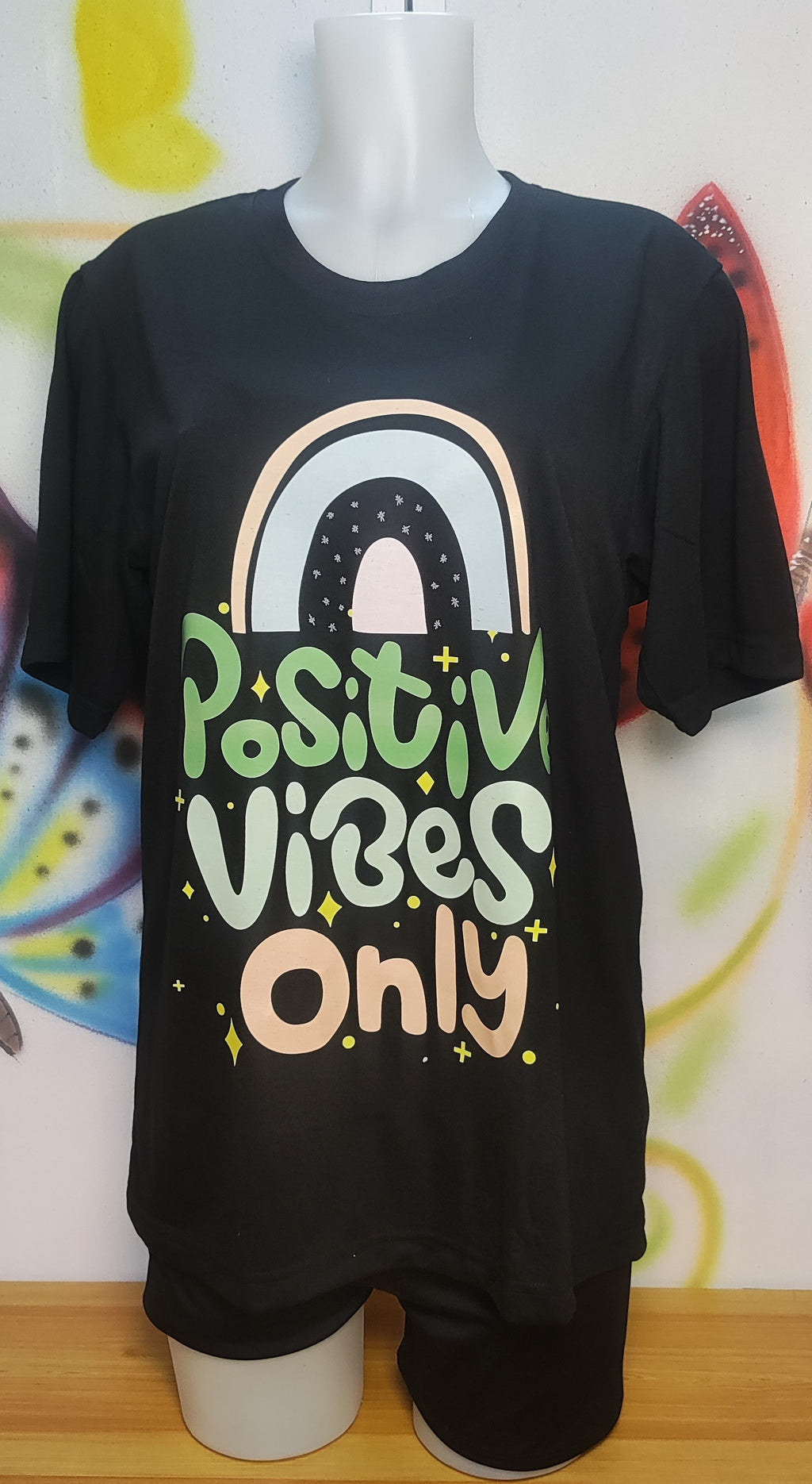 Positive Vibes Only Graphic Cotton Tee (Large)