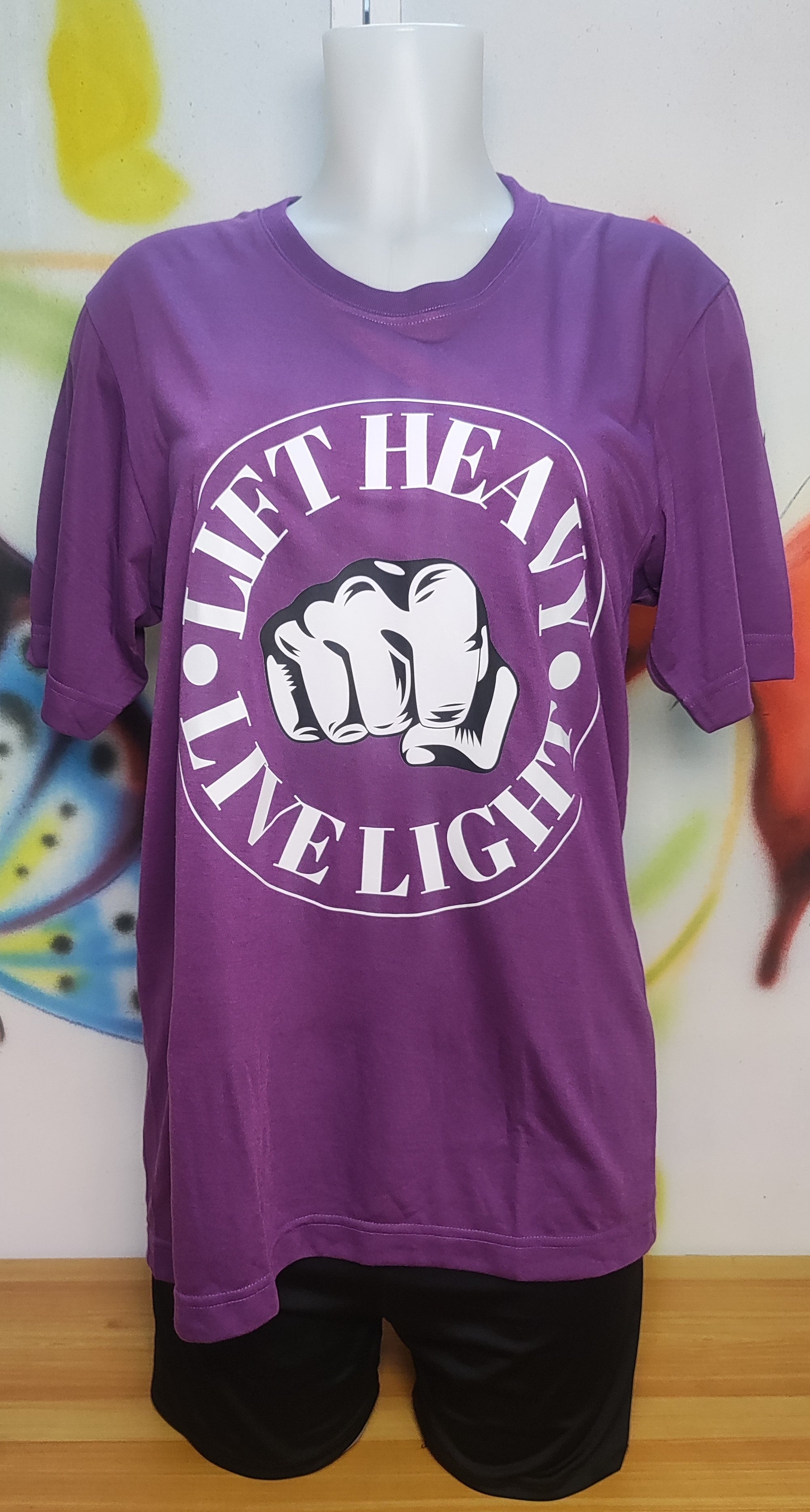 Lift Heavy Live Light Graphic Cotton Tee (Large)
