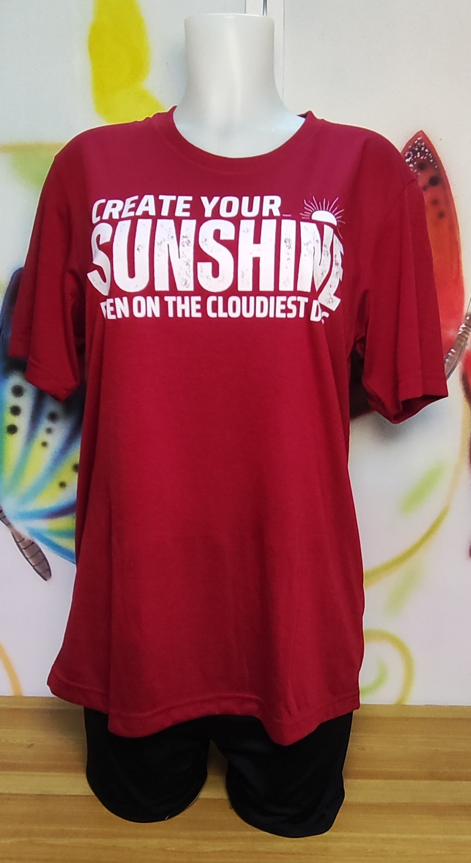 Create Your Sunshine Even on The Cloudiest Days Graphic Cotton Tee (Large)