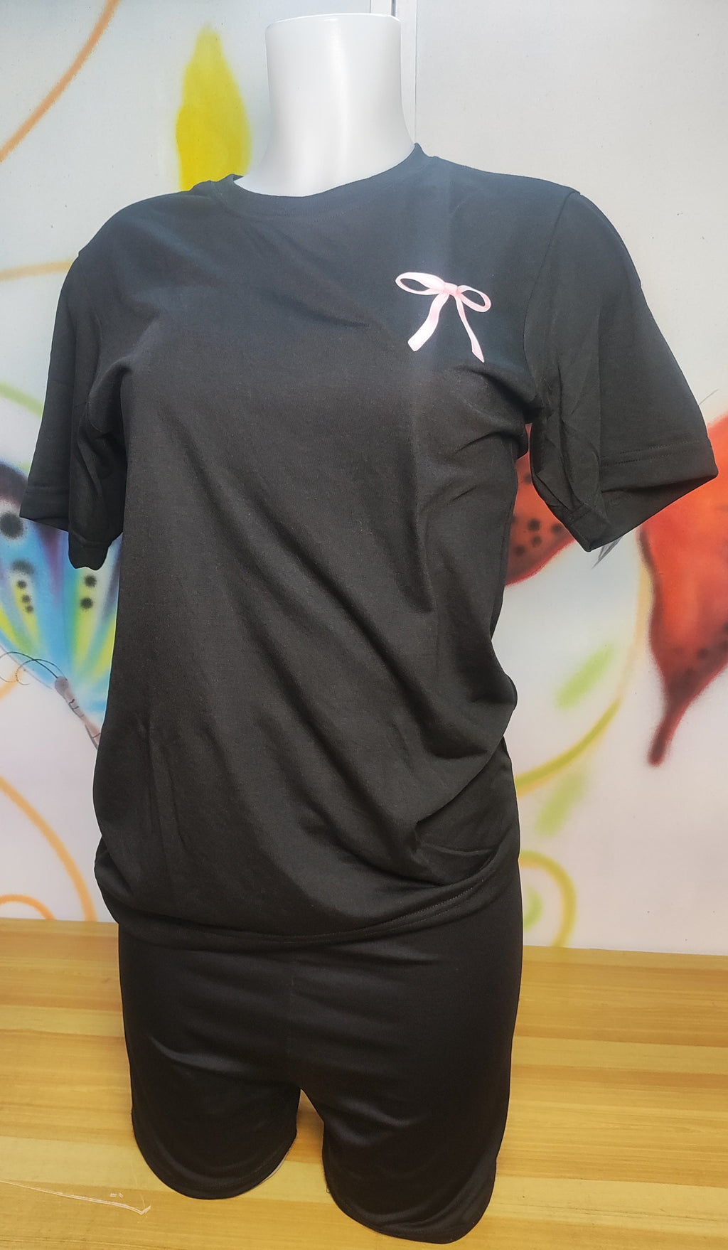 Pink Ribbon Black Graphic Cotton Tee (Small)