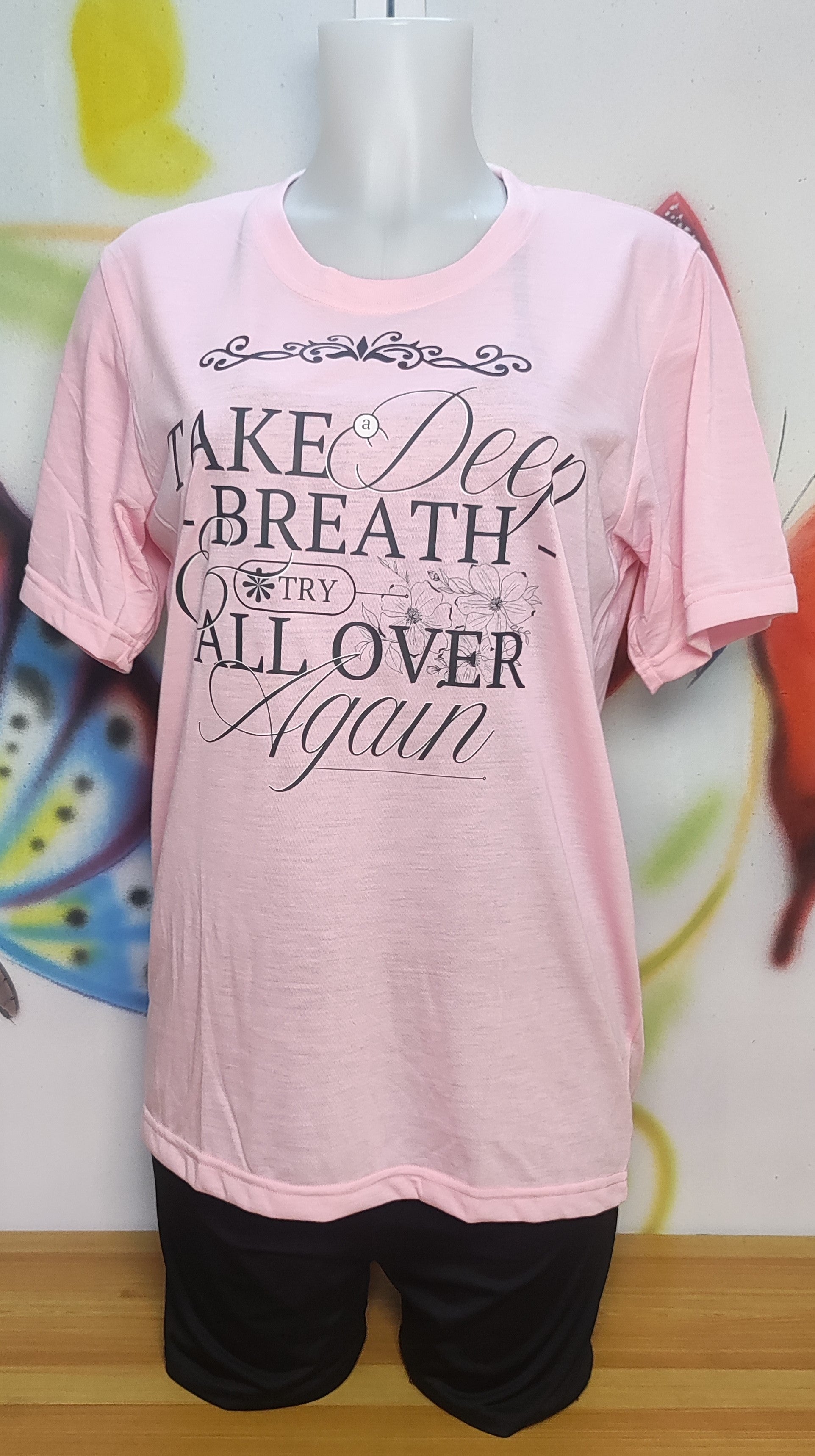 Take Deep Breath Try All Over Again Graphic Cotton Tee (Medium)