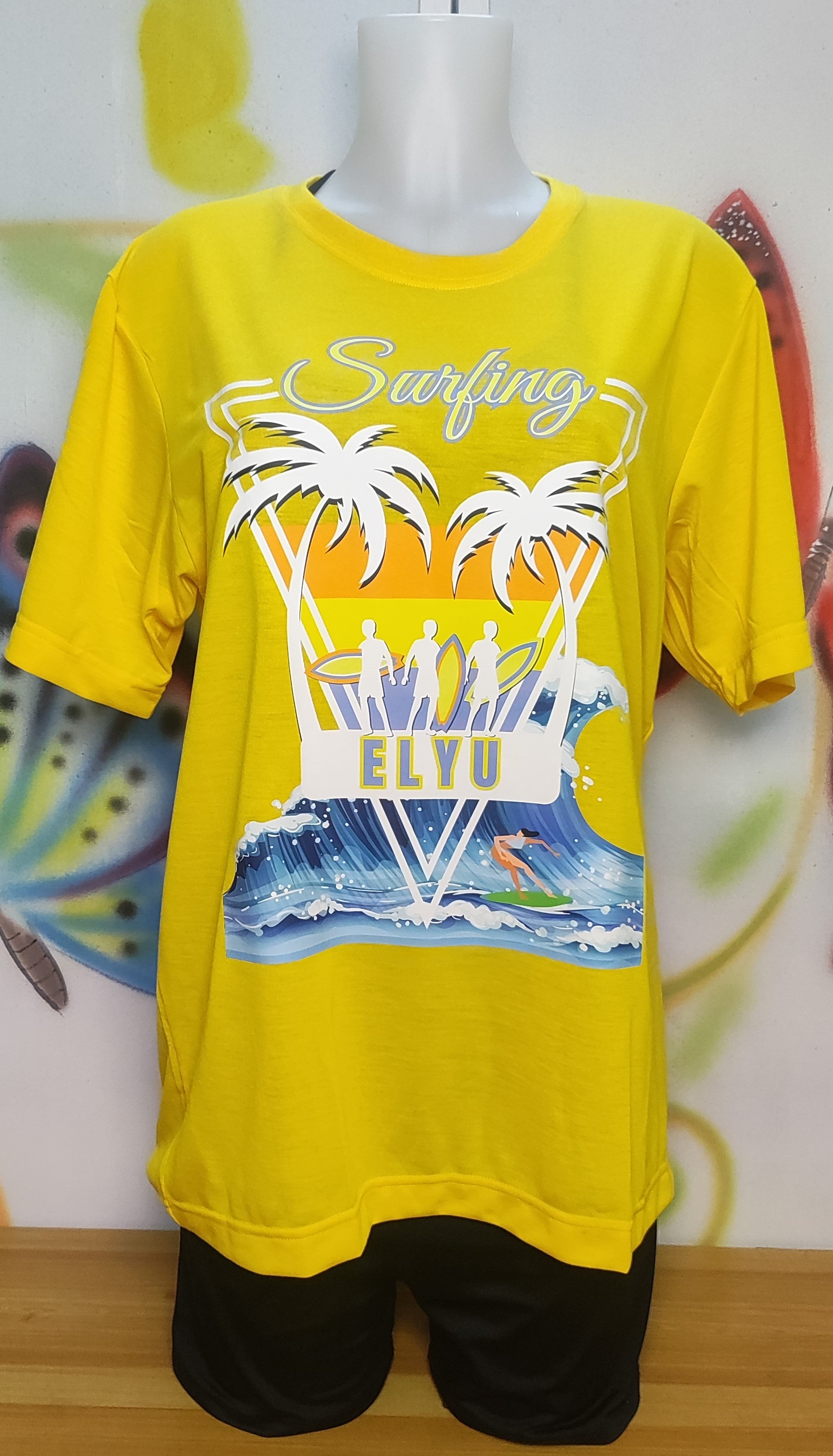 Surfing Elyu Graphic Cotton Tee (Large)