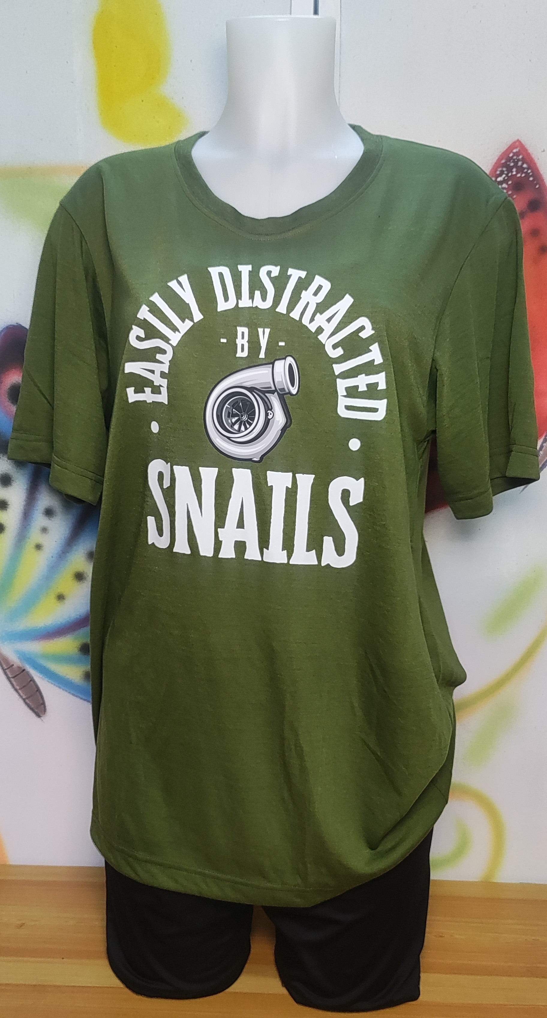 Easily Distracted By Snails Graphic Cotton Tee (Large)