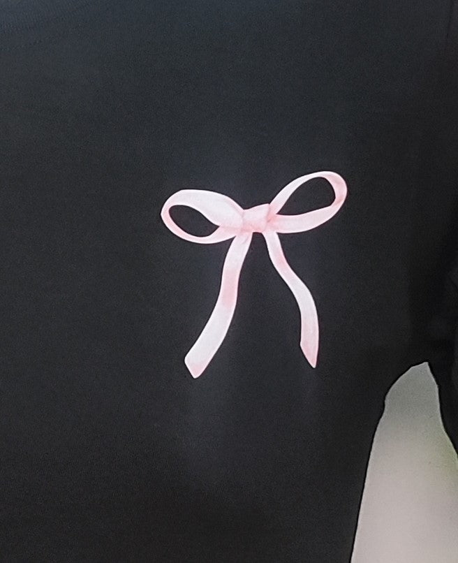 Pink Ribbon Black Graphic Cotton Tee (Small)