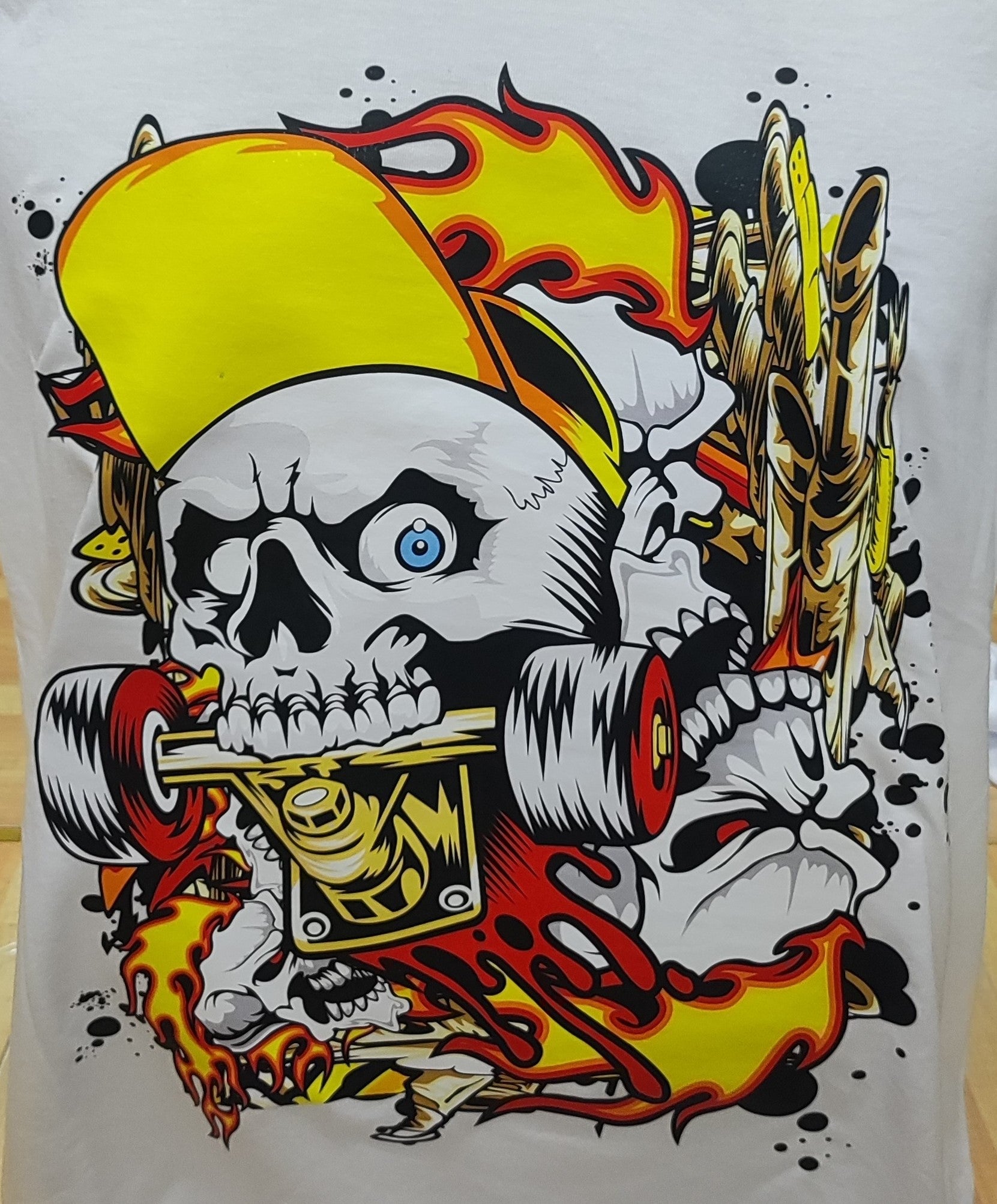 Skull Boarding Graphic Cotton Tee (Large)