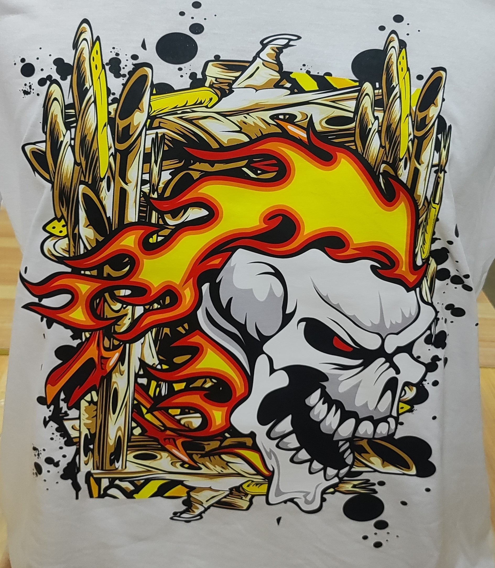 Flaming Skull Graphic Cotton Tee (Large)
