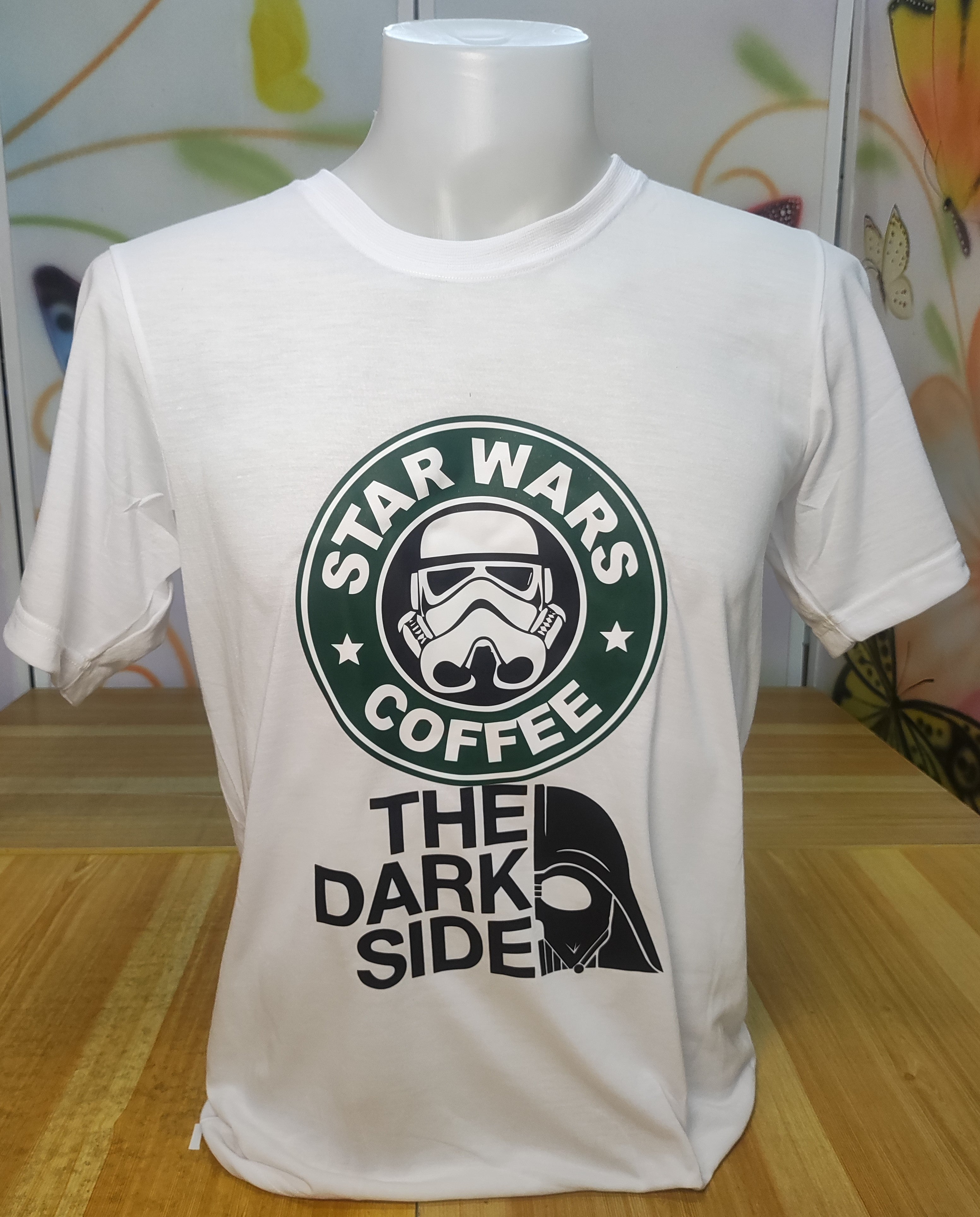 Star Wars Coffee The Dark Side Graphic Cotton T-shirt (Medium)