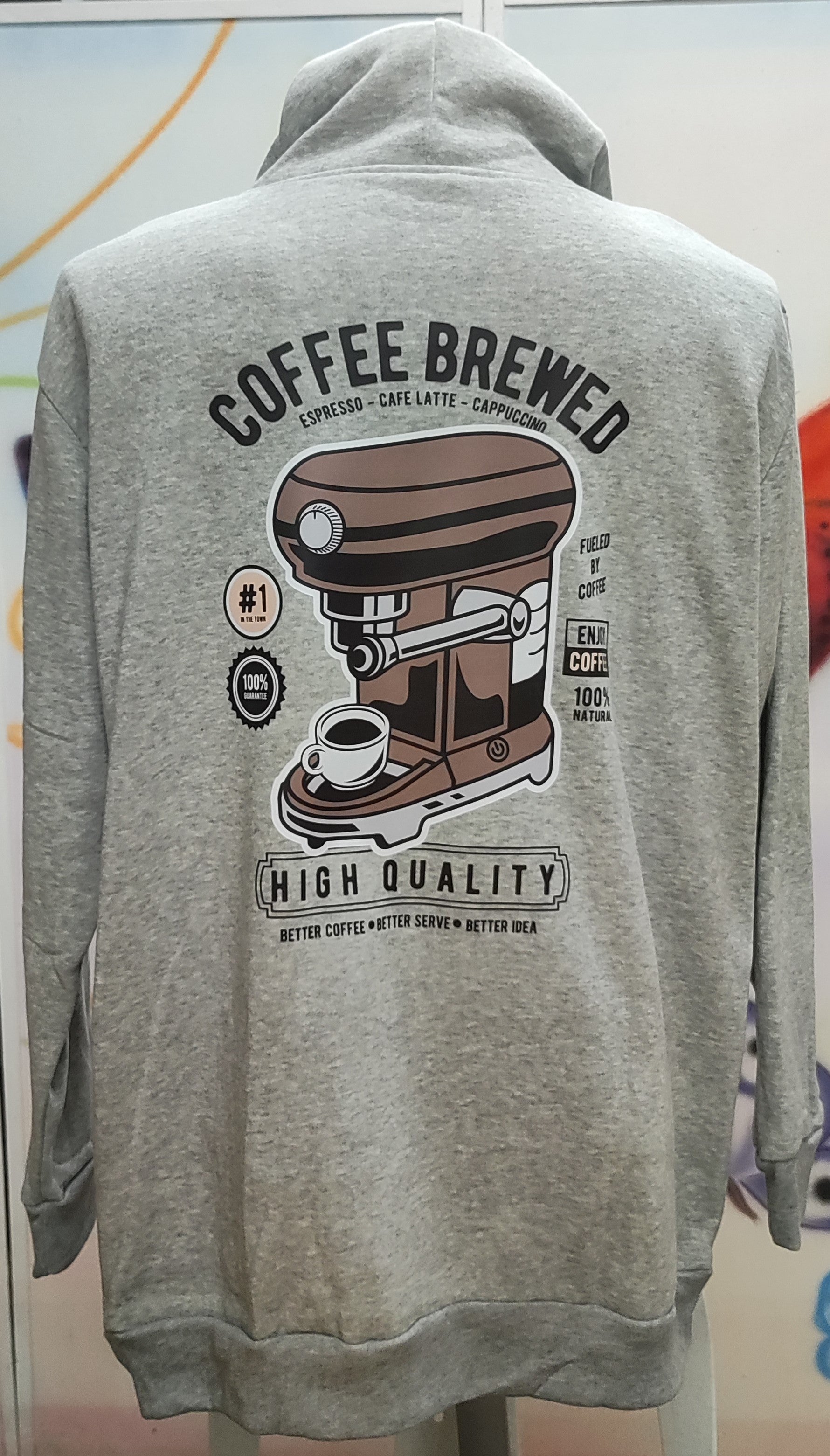 Coffee Brewed Graphic Hoodie Jacket (Free Size)
