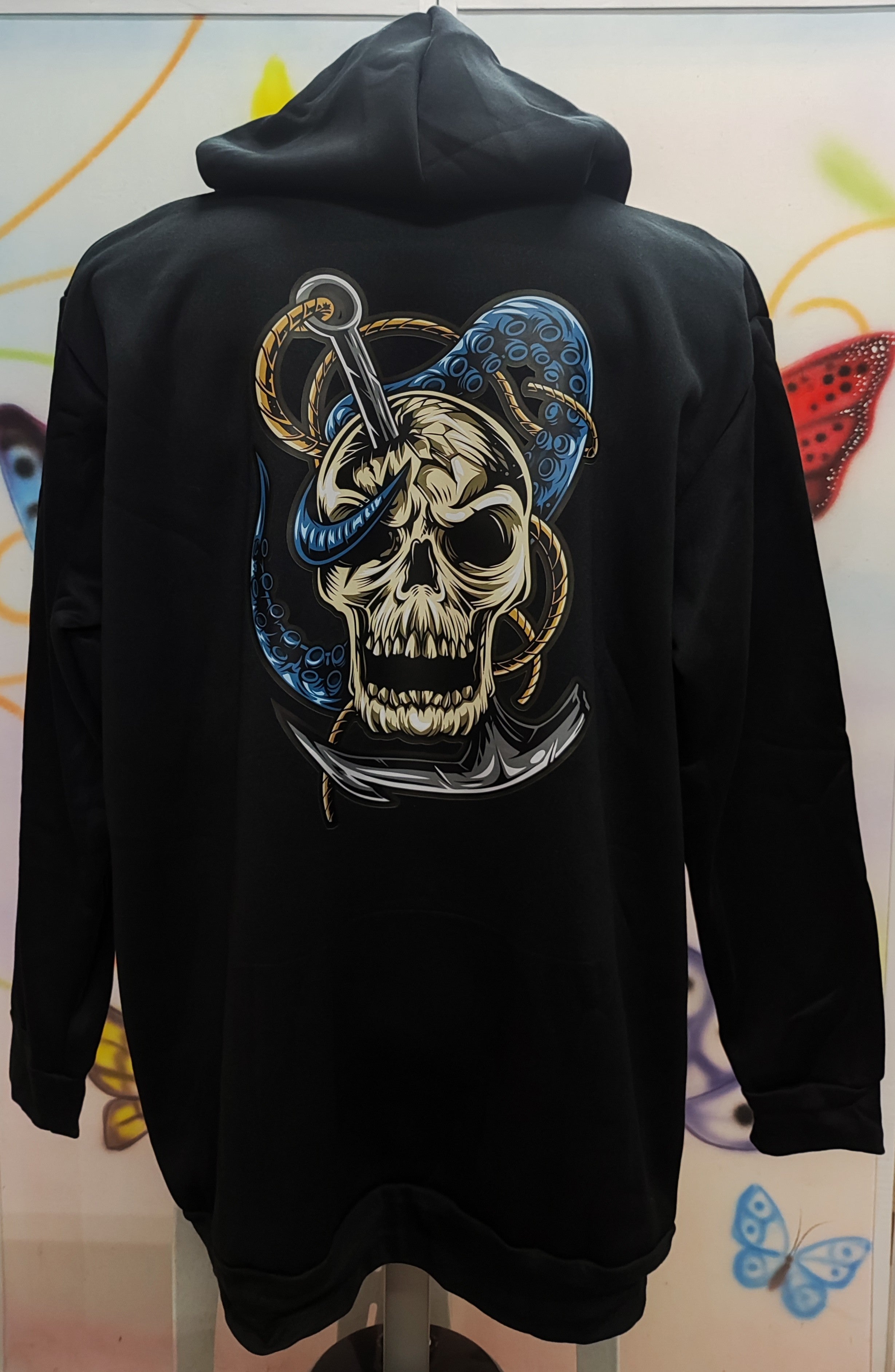 Skull and Tentacle Graphic Hoodie Jacket (Free Size)