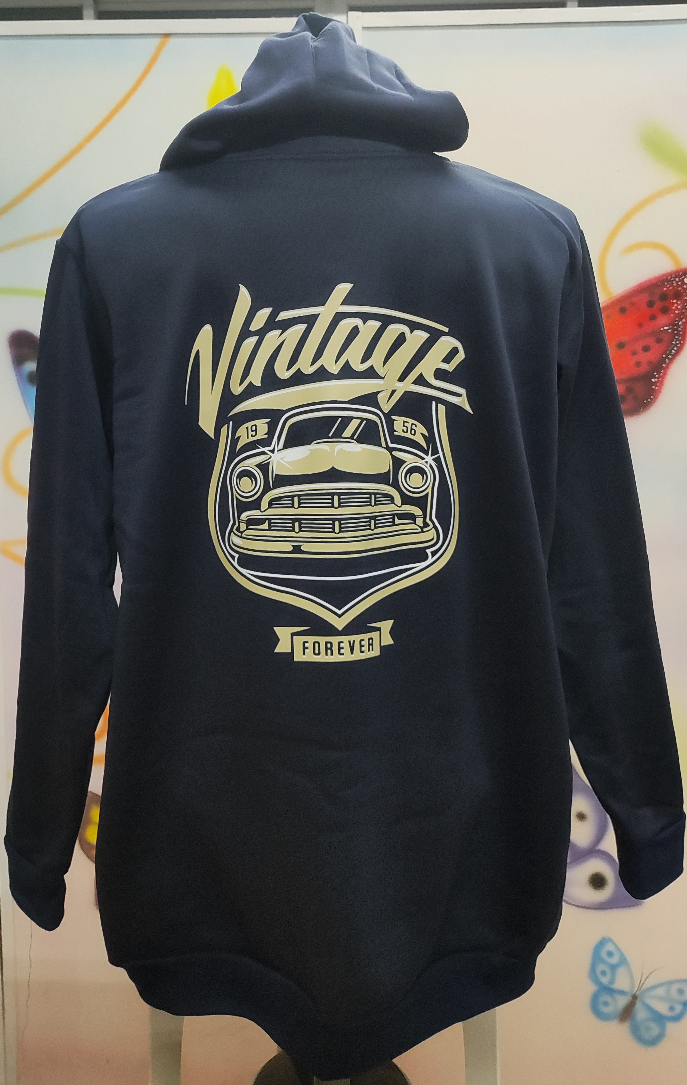 Vintage Graphic Hoodie Jacket (Free Size)