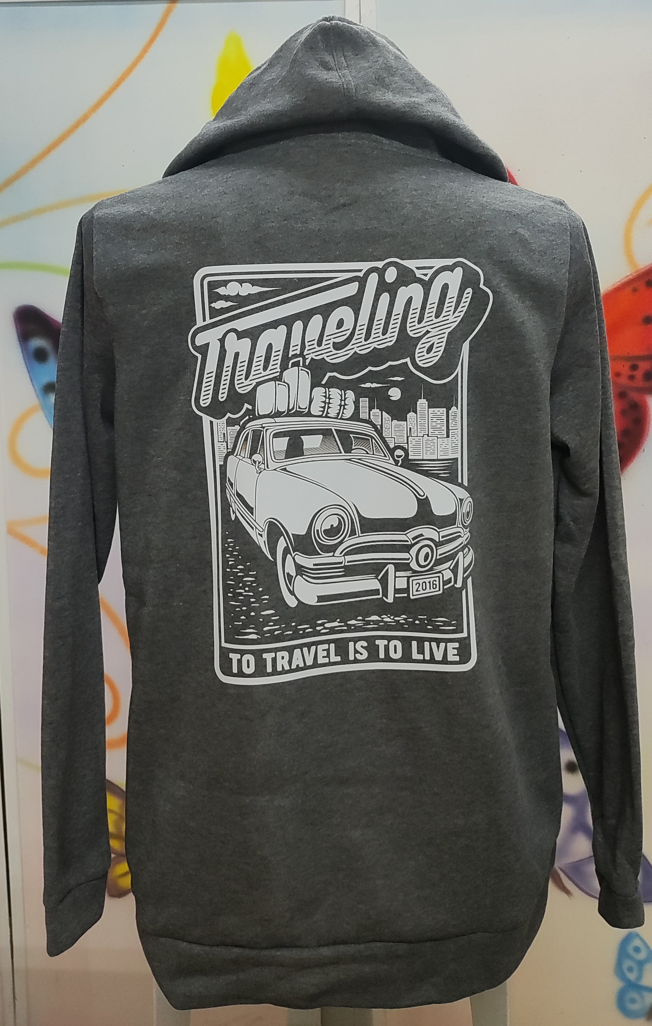 To Travel is To Live Graphic Hoodie Jacket (Free Size)
