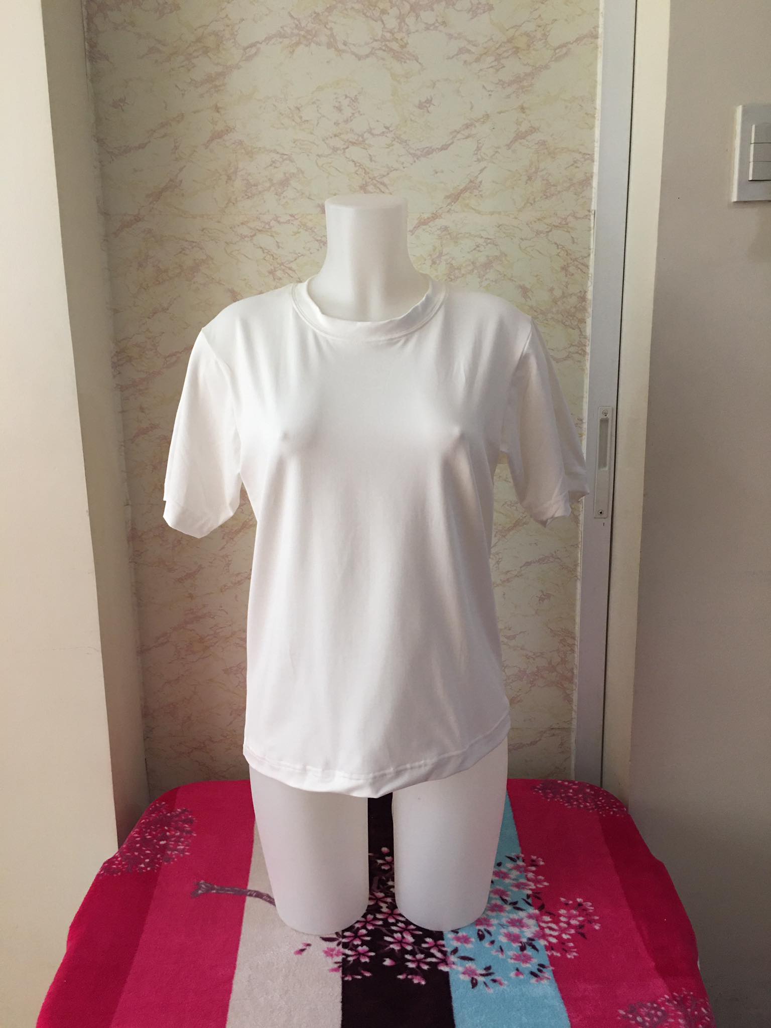 Plain T-Shirt Cotton Spandex Off White