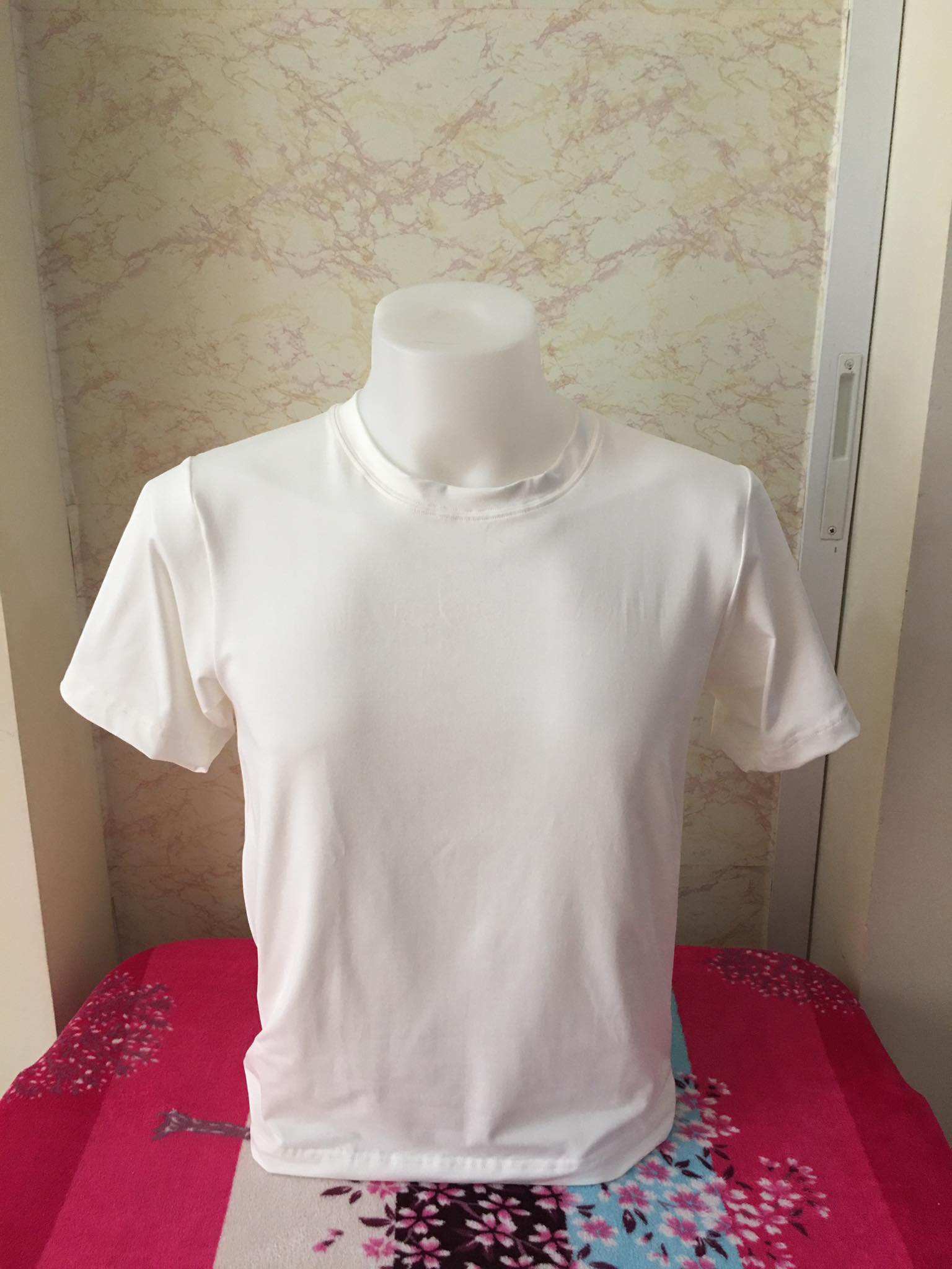 Plain T-Shirt Cotton Spandex Off White
