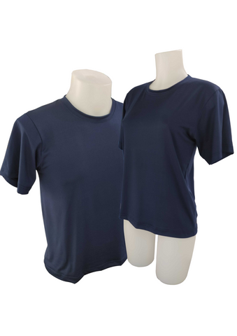 Plain T-Shirt Cotton Spandex Navy Blue