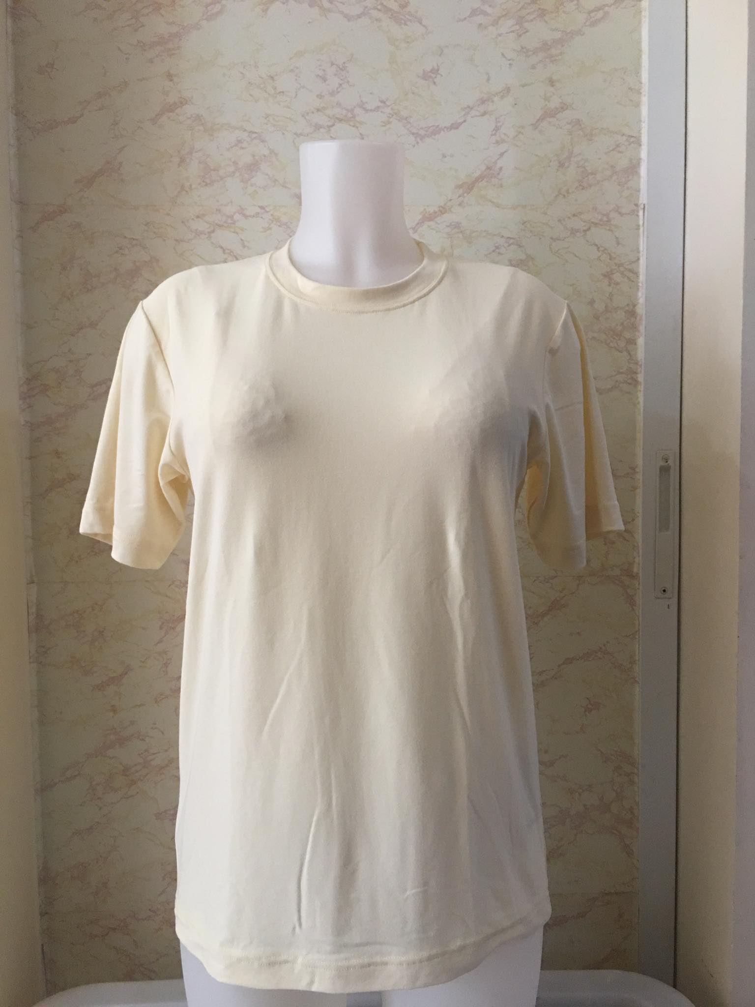 Plain T-Shirt Cotton Spandex Cream