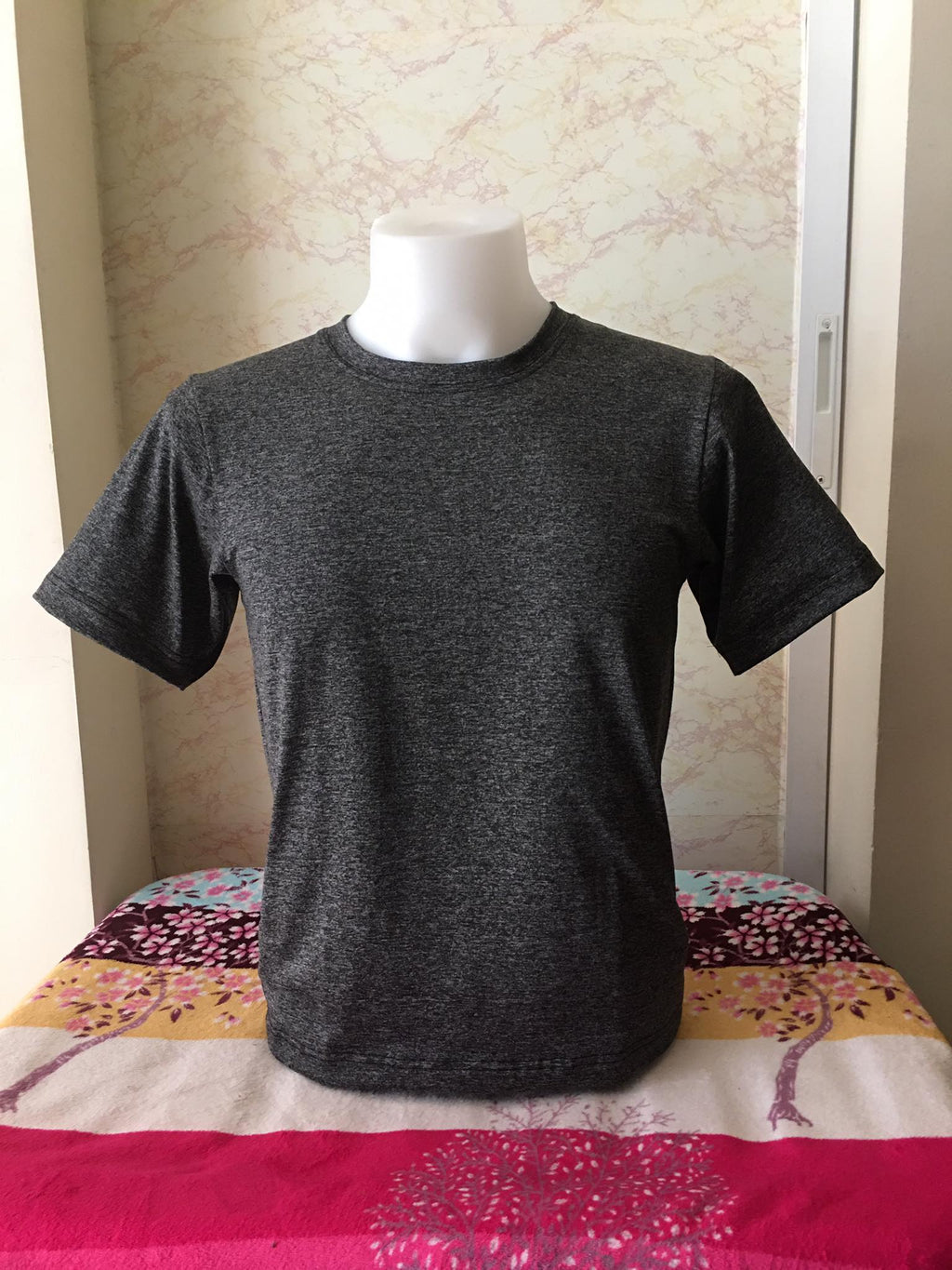 Plain T-Shirt Cotton Spandex Heather Gray
