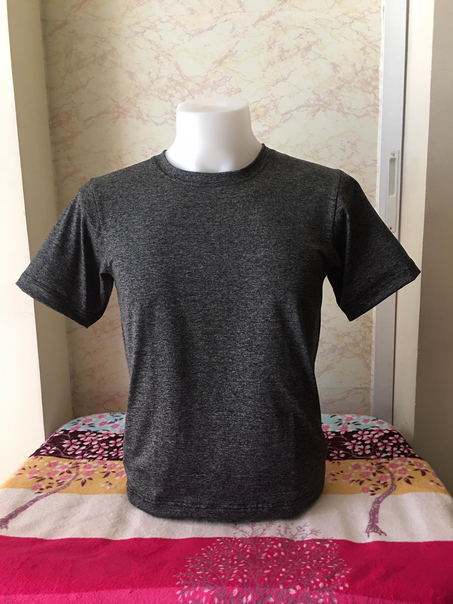 Plain T-Shirt Cotton Spandex Heather Gray