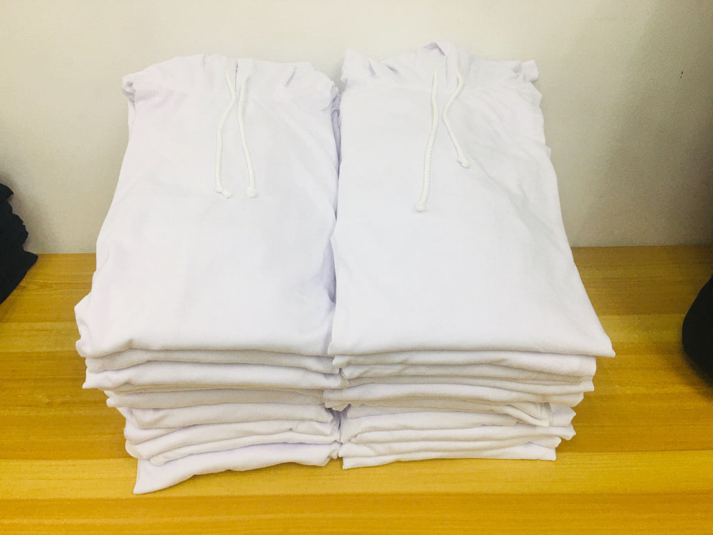 Jersey Cotton Plain Hoodie Jacket White