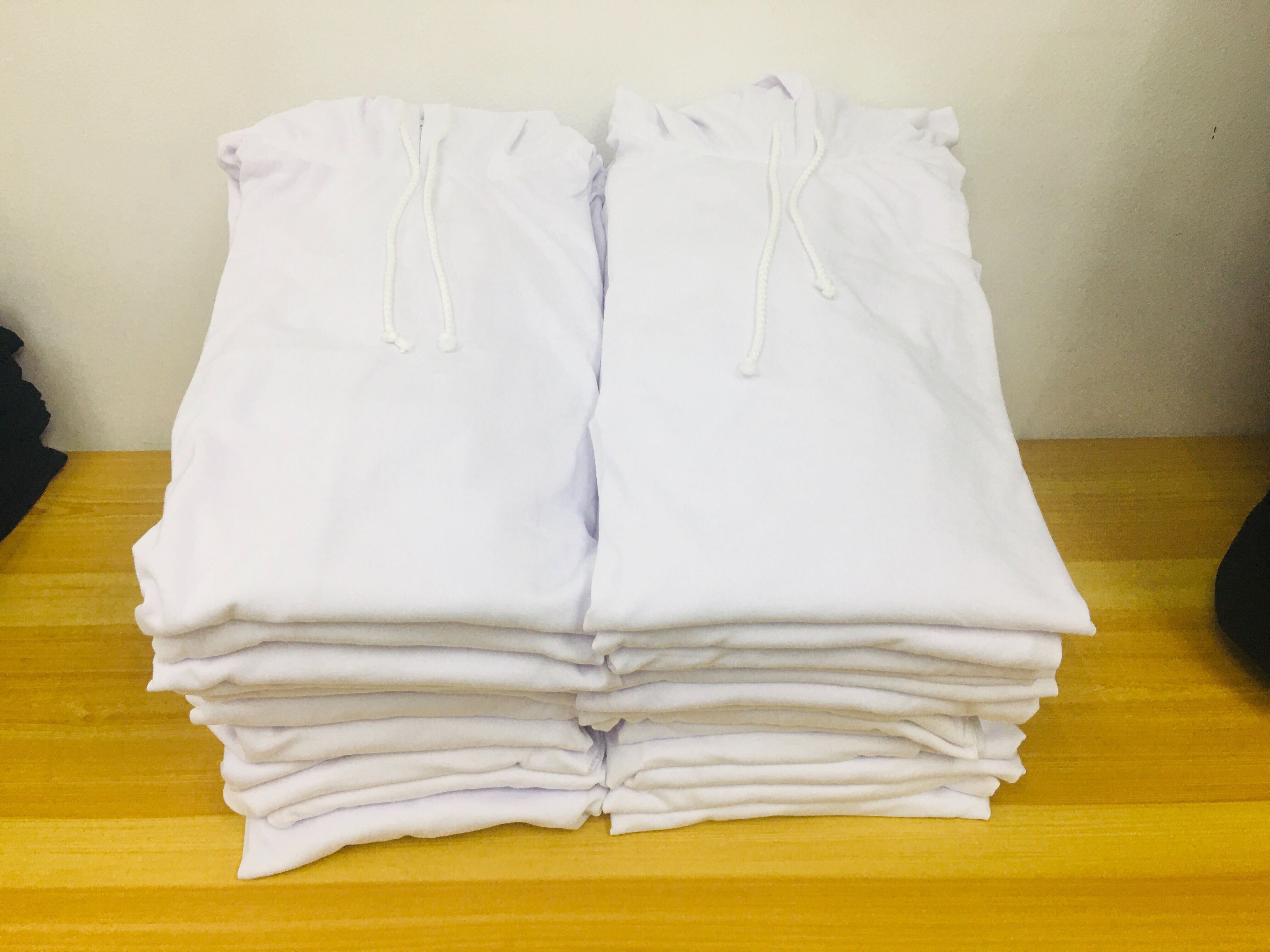 Jersey Cotton Plain Hoodie Jacket White