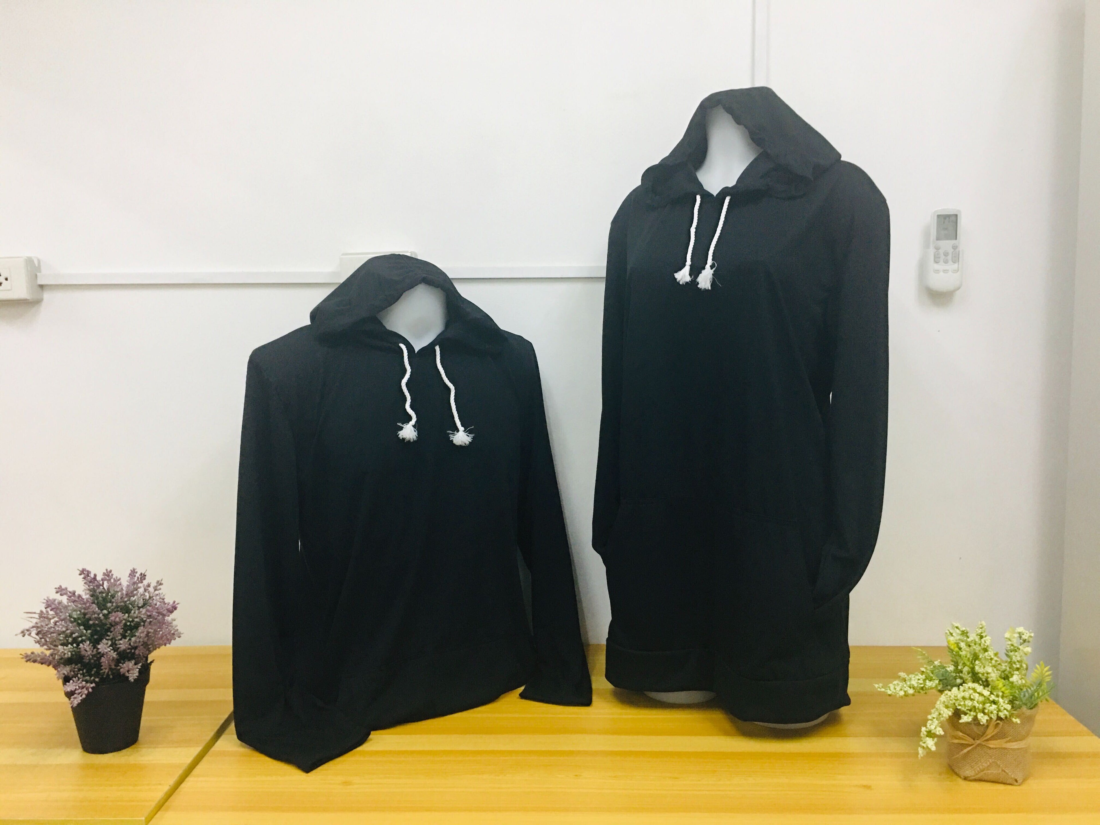 Jersey Cotton Plain Hoodie Jacket Black