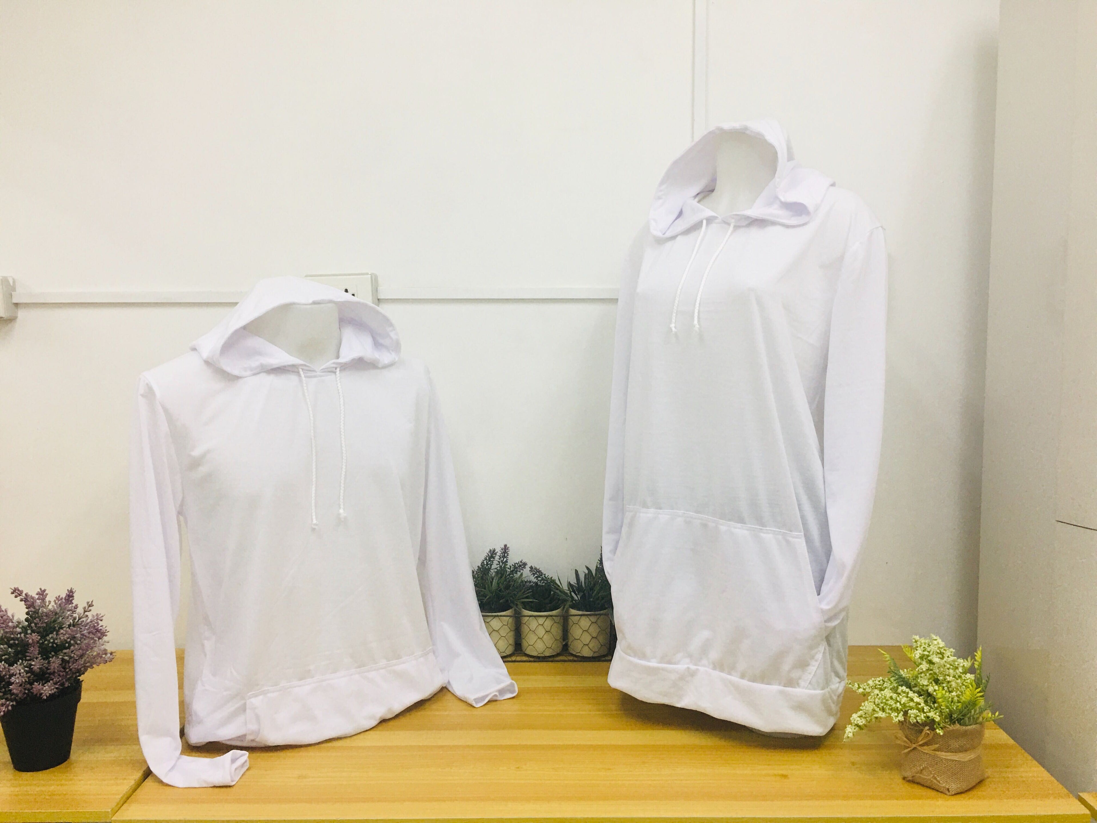 Jersey Cotton Plain Hoodie Jacket White
