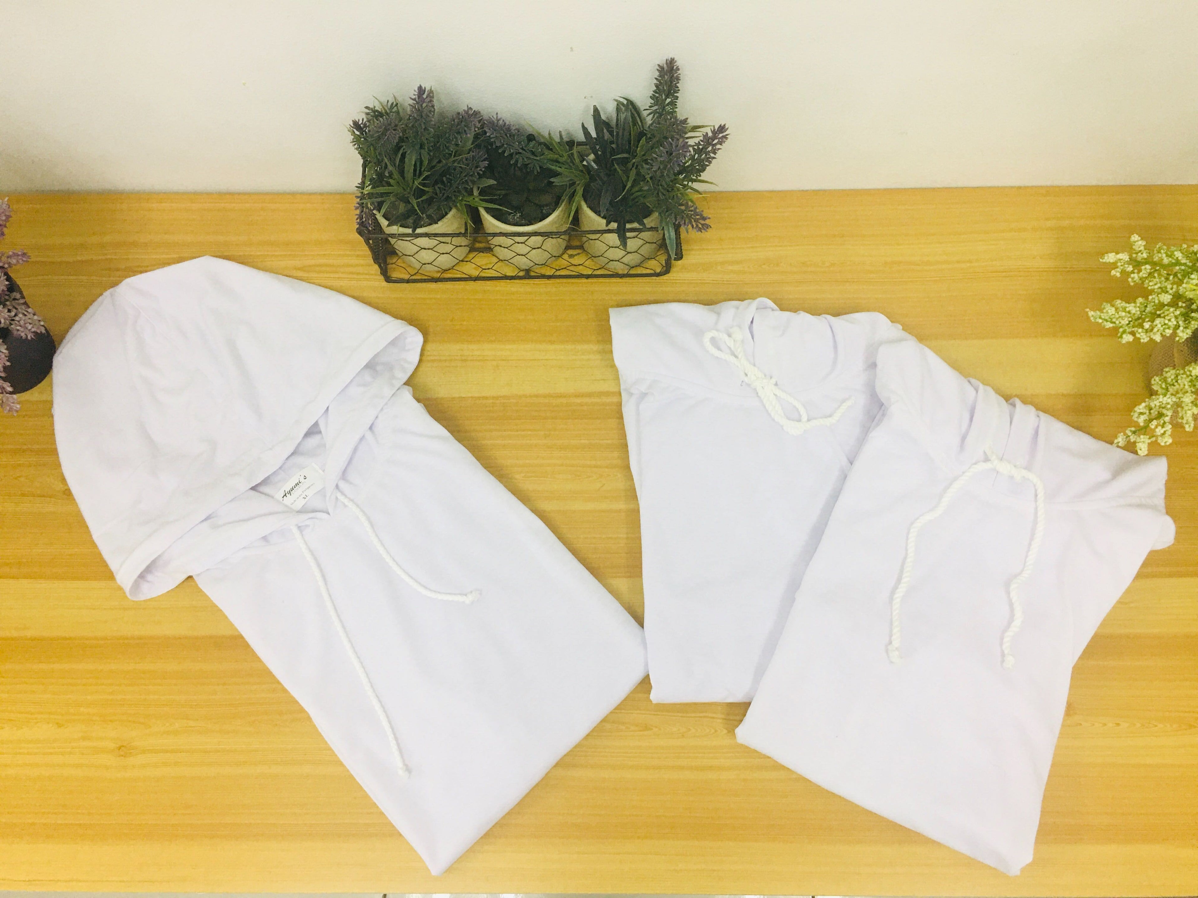 Jersey Cotton Plain Hoodie Jacket White