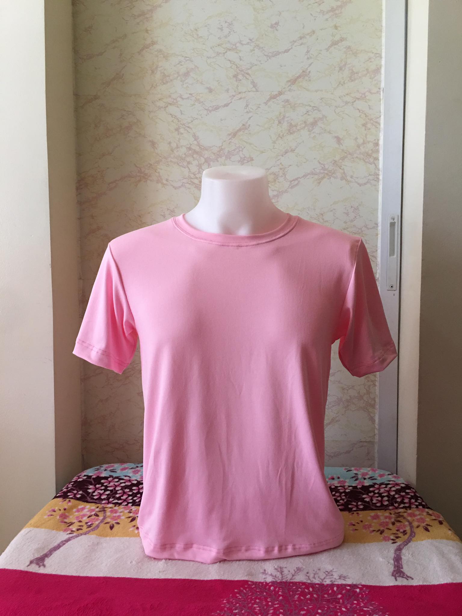 Plain T-Shirt Cotton Spandex Light Pink