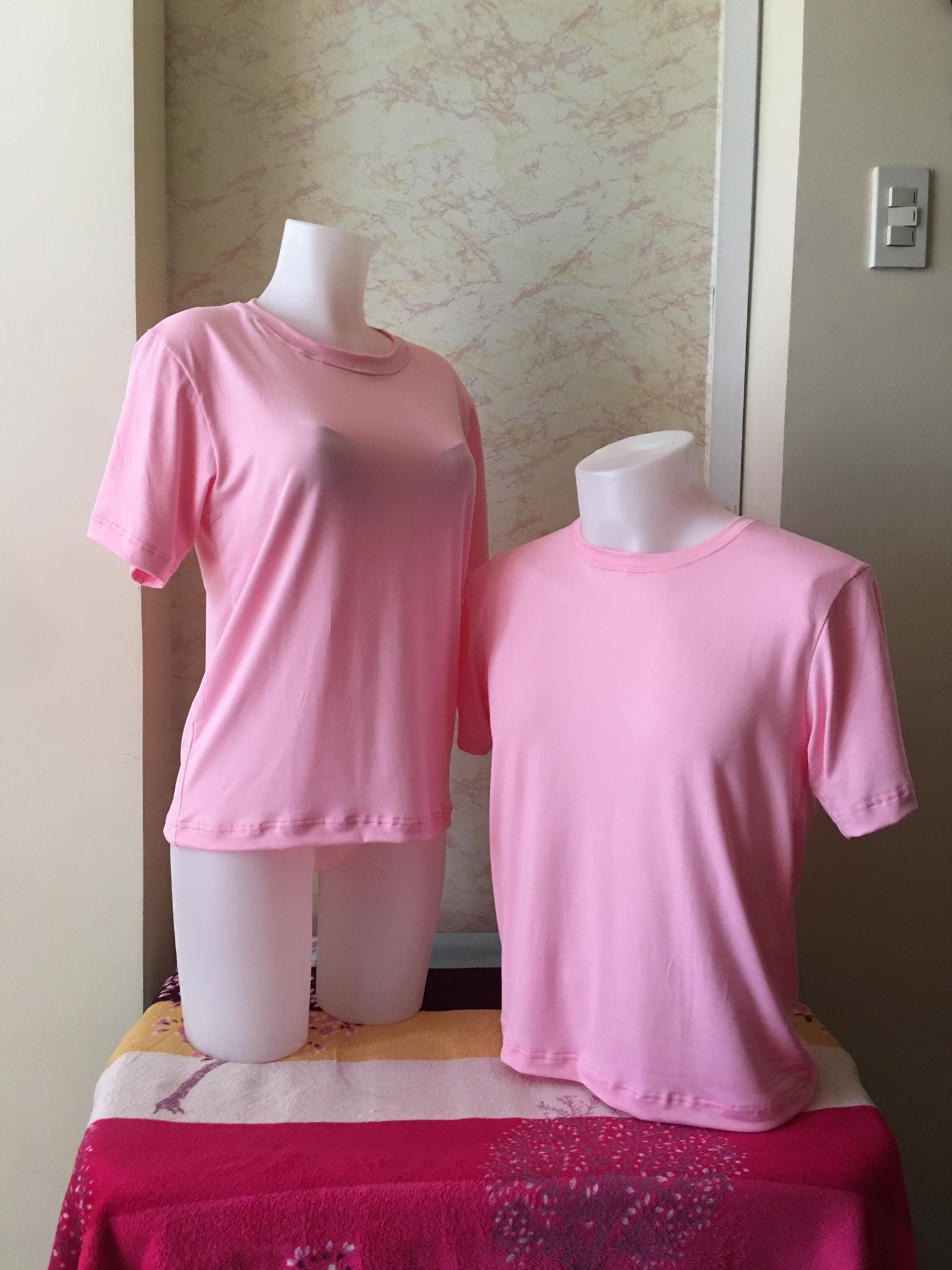 Plain T-Shirt Cotton Spandex Light Pink