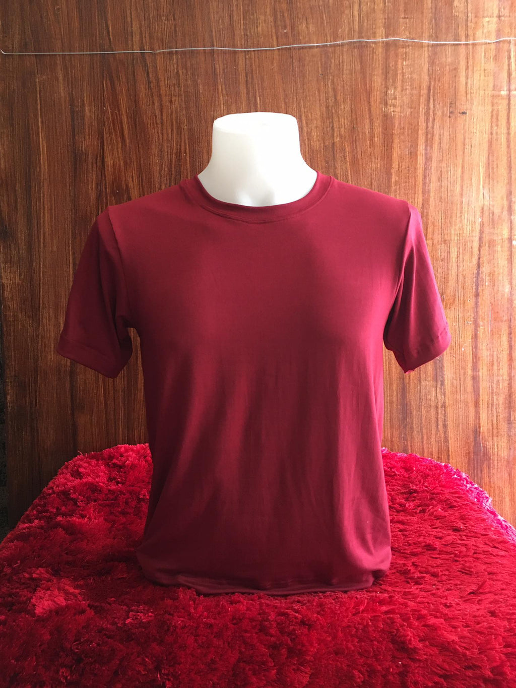Plain T-Shirt Cotton Spandex Maroon