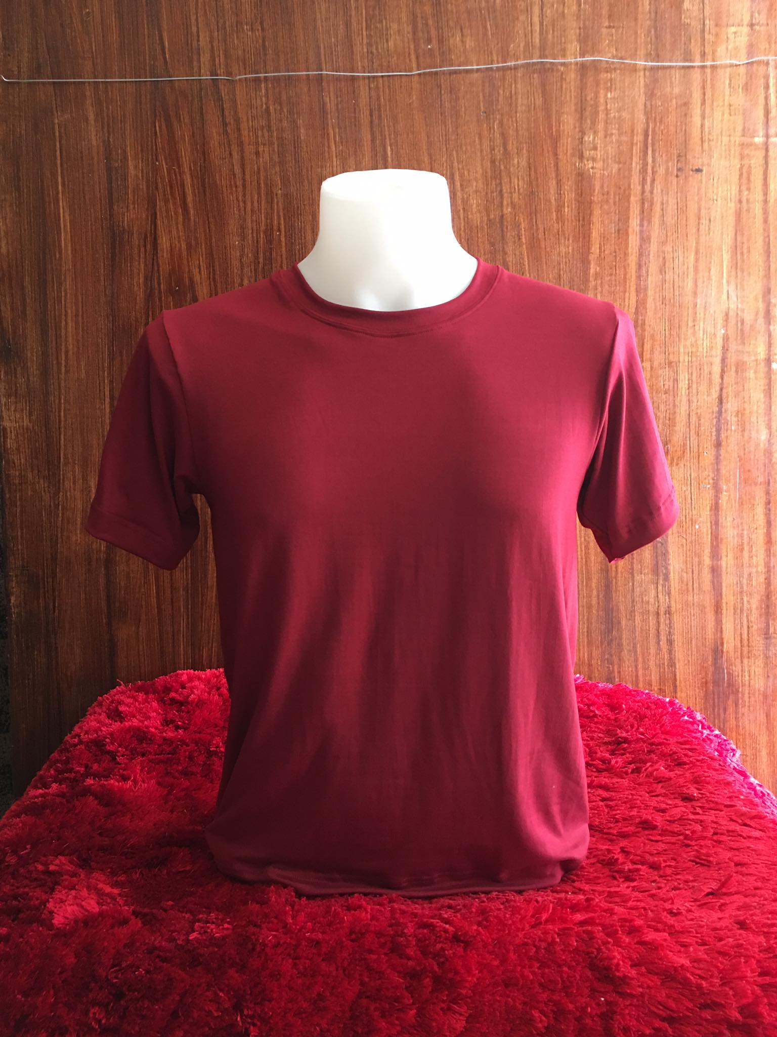Plain T-Shirt Cotton Spandex Maroon