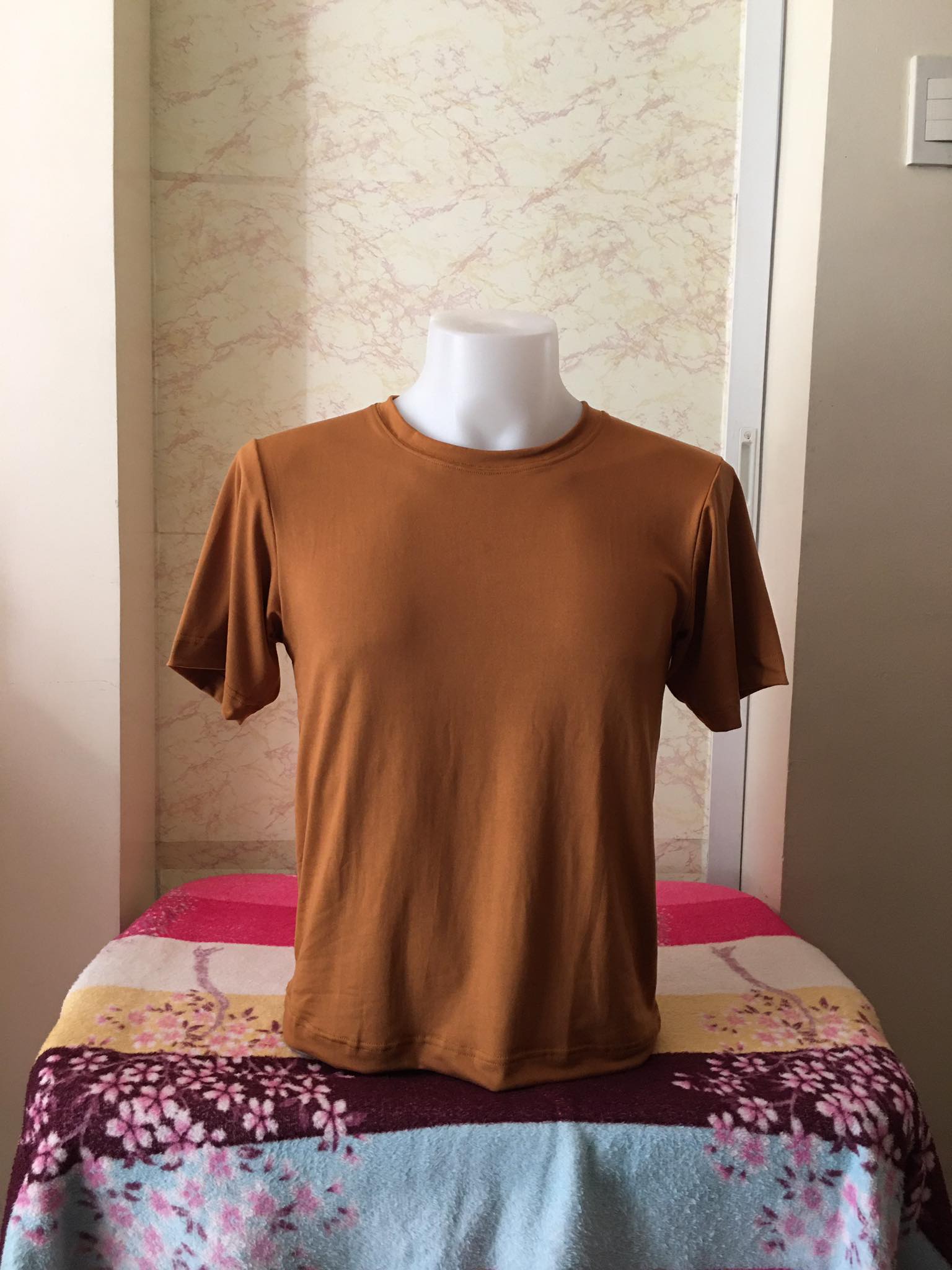 Plain T-Shirt Cotton Spandex Mocha