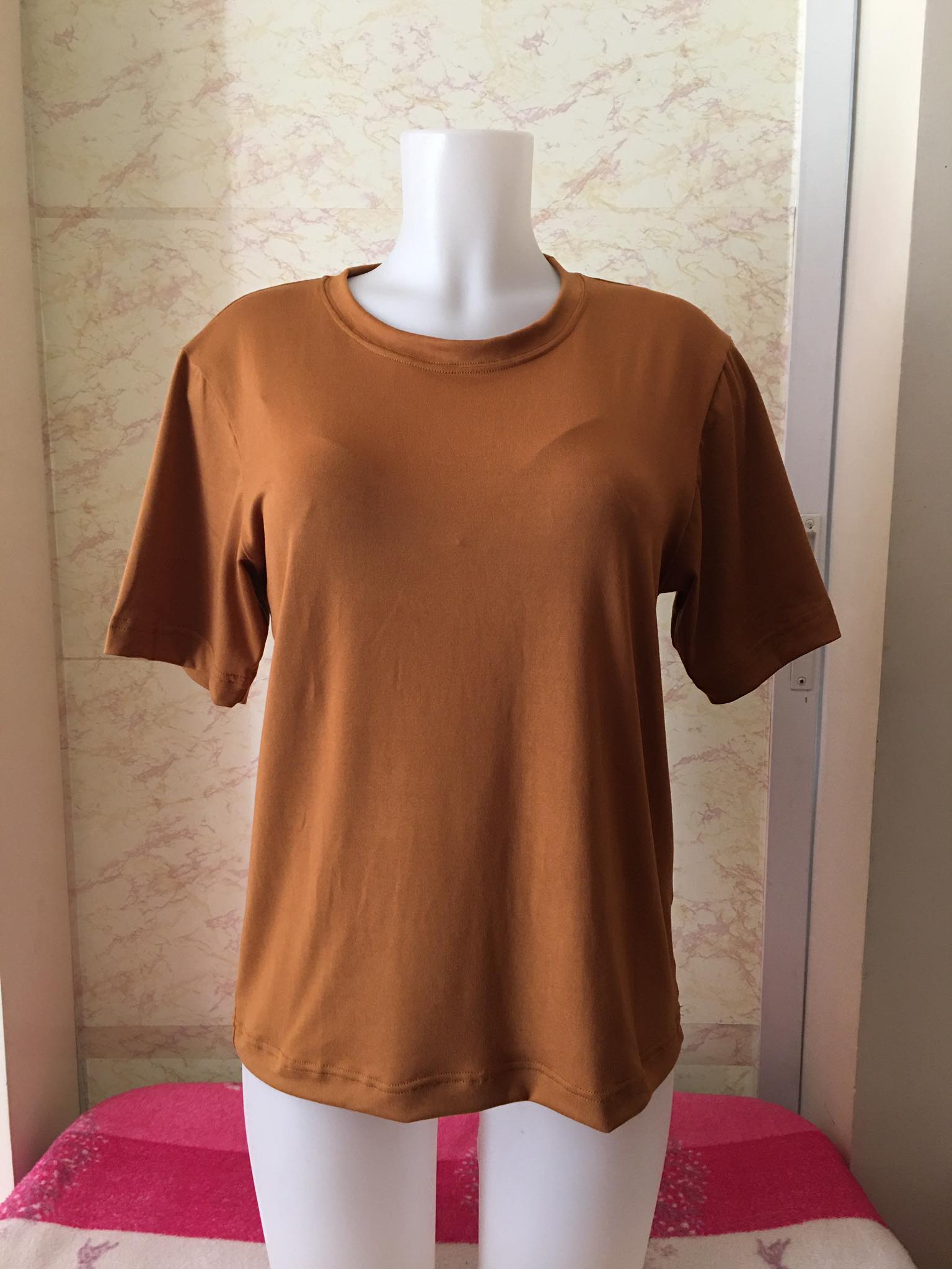 Plain T-Shirt Cotton Spandex Mocha