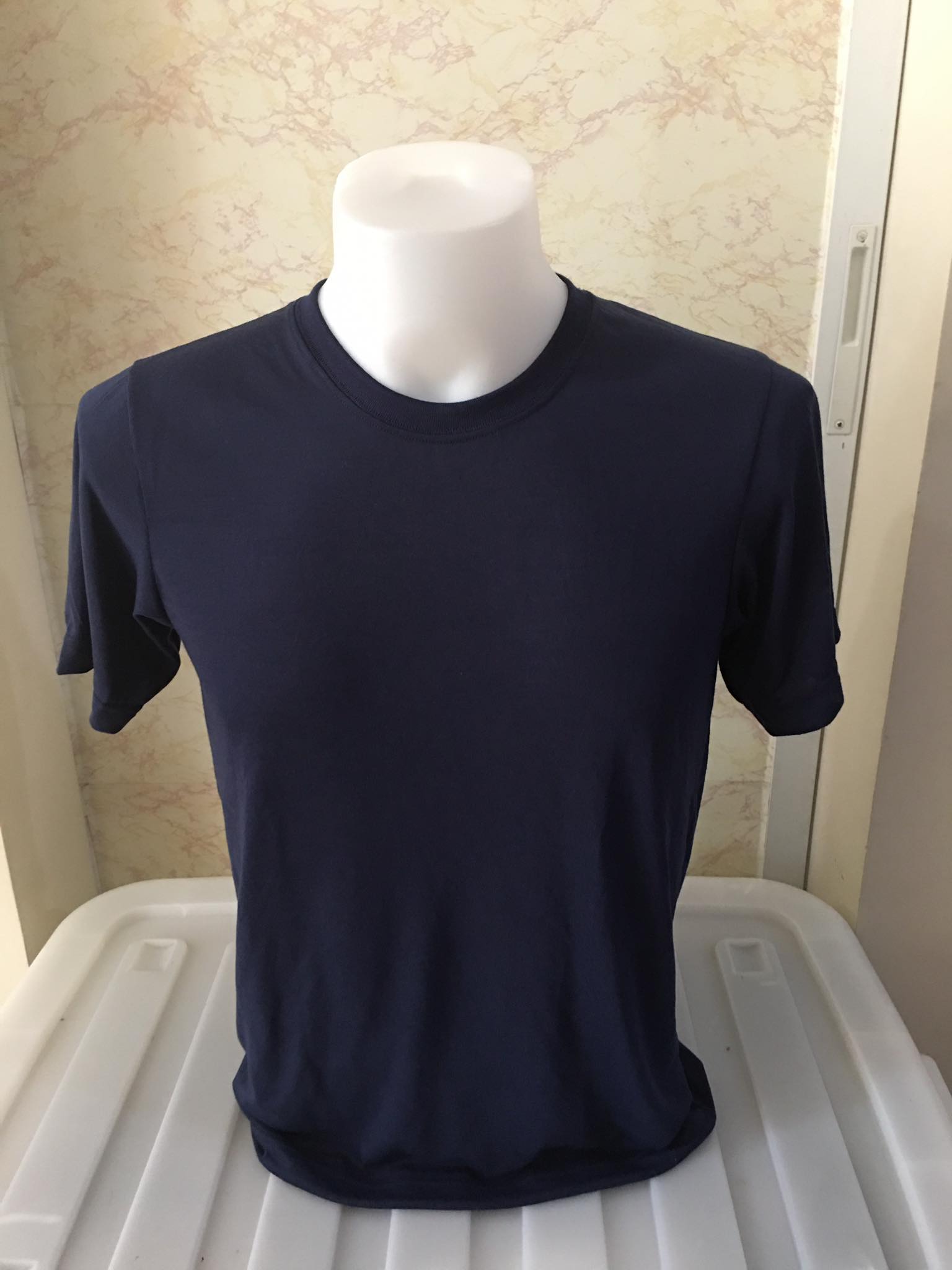 Plain T-Shirt Cotton Jersey Navy Blue
