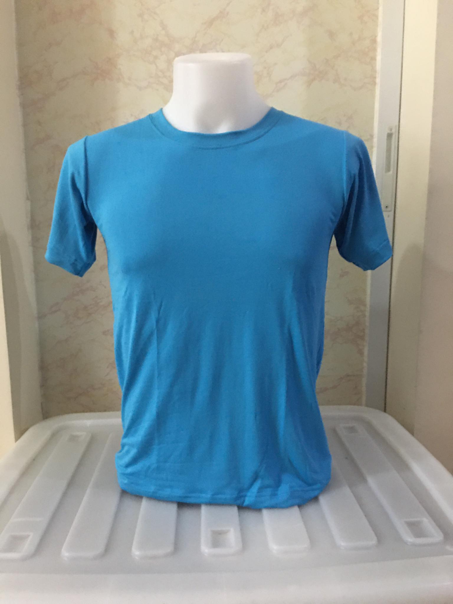 Plain T-Shirt Cotton Spandex Oasis Blue