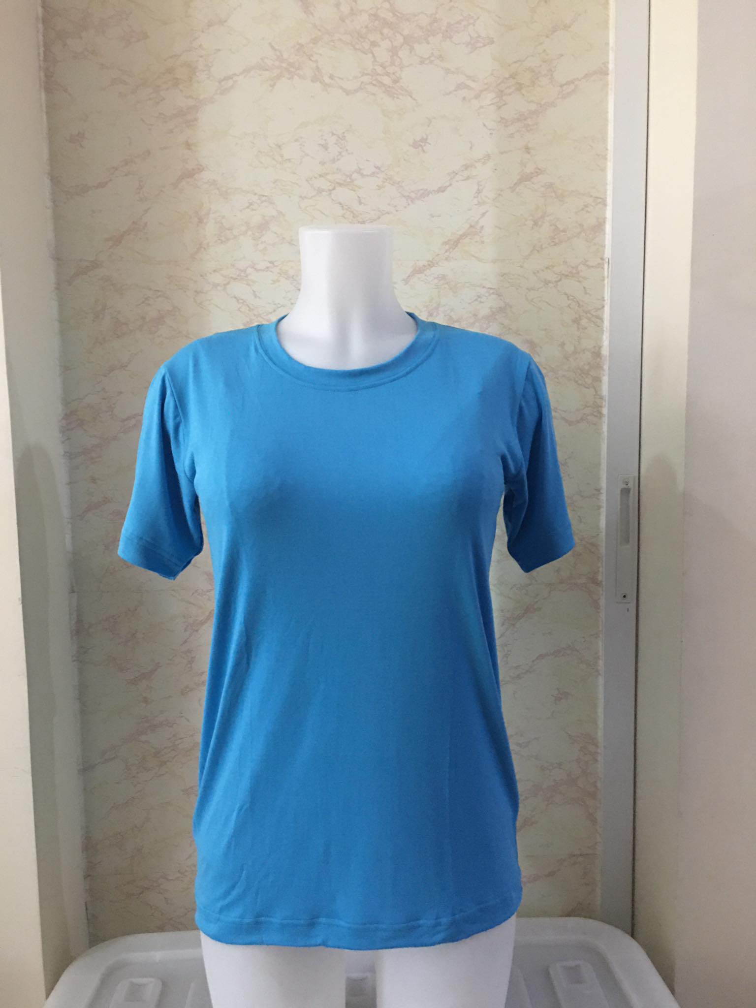 Plain T-Shirt Cotton Spandex Oasis Blue