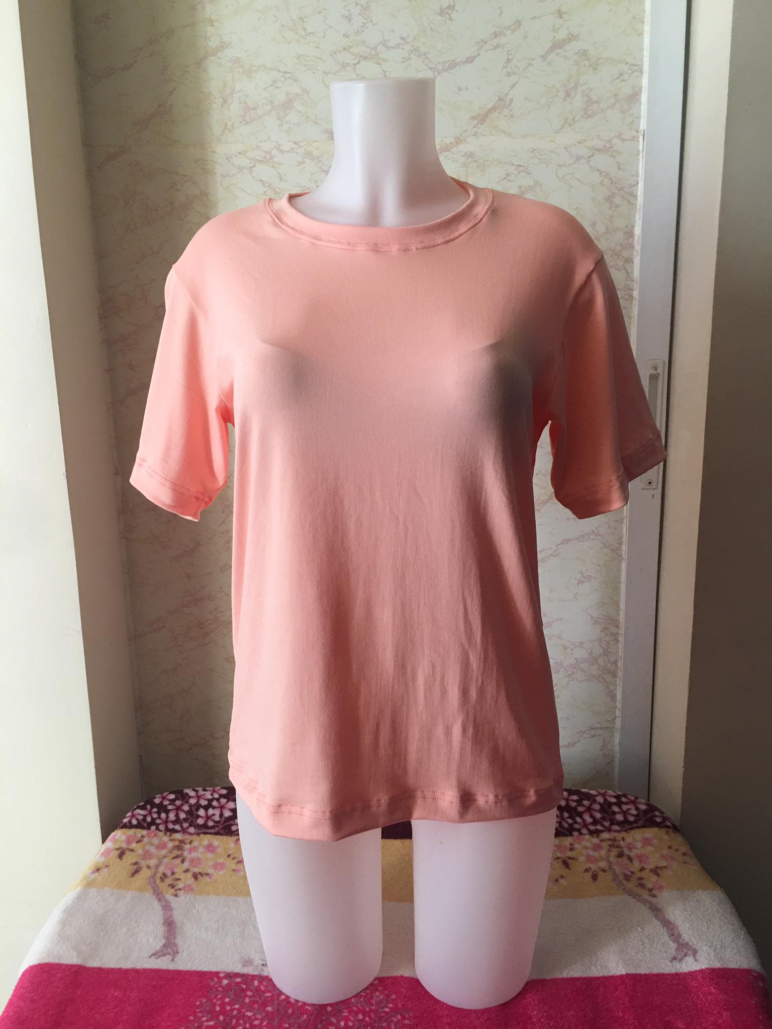 Plain T-Shirt Cotton Spandex Coral
