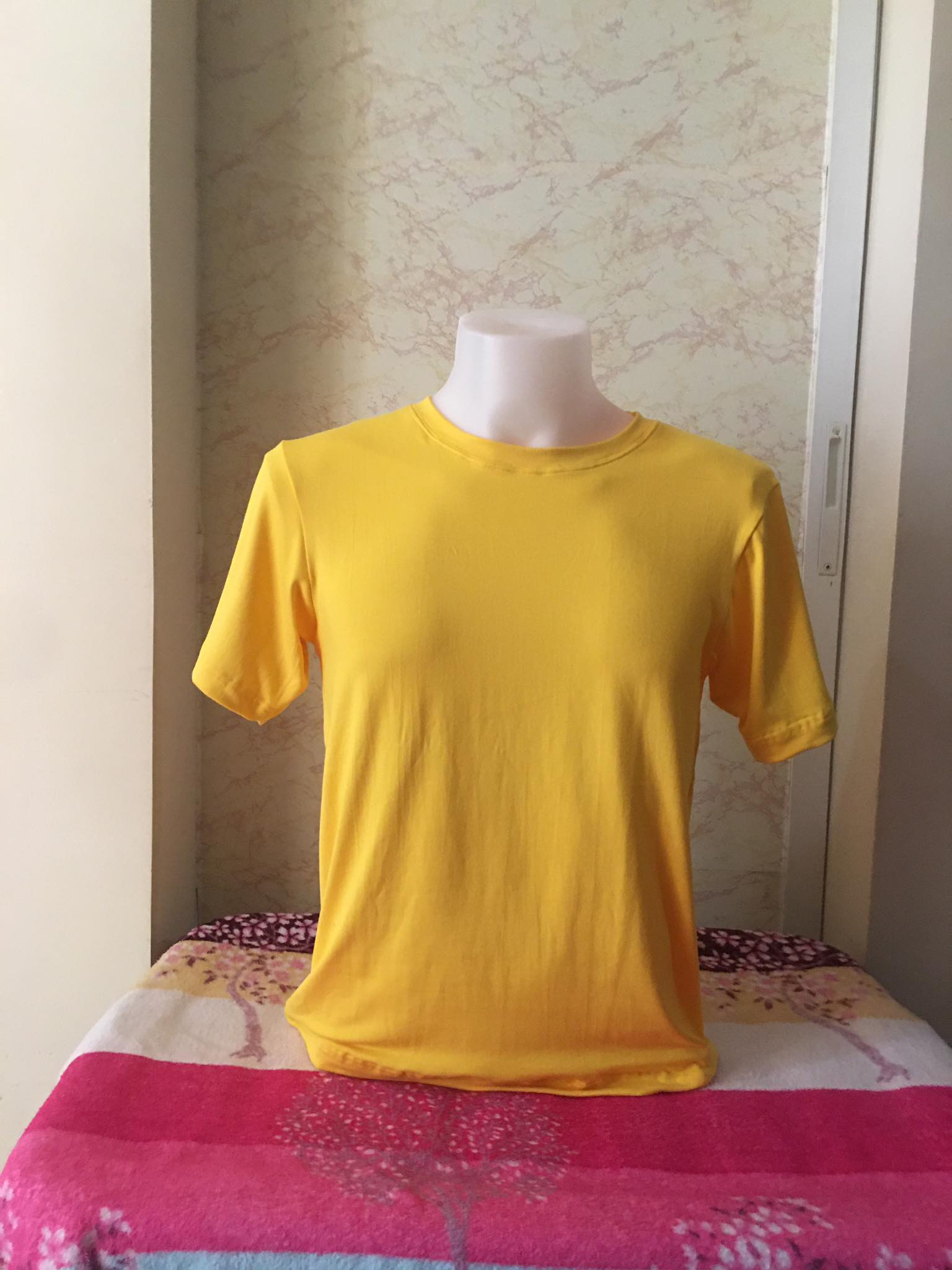 Plain T-Shirt Cotton Spandex Yellow